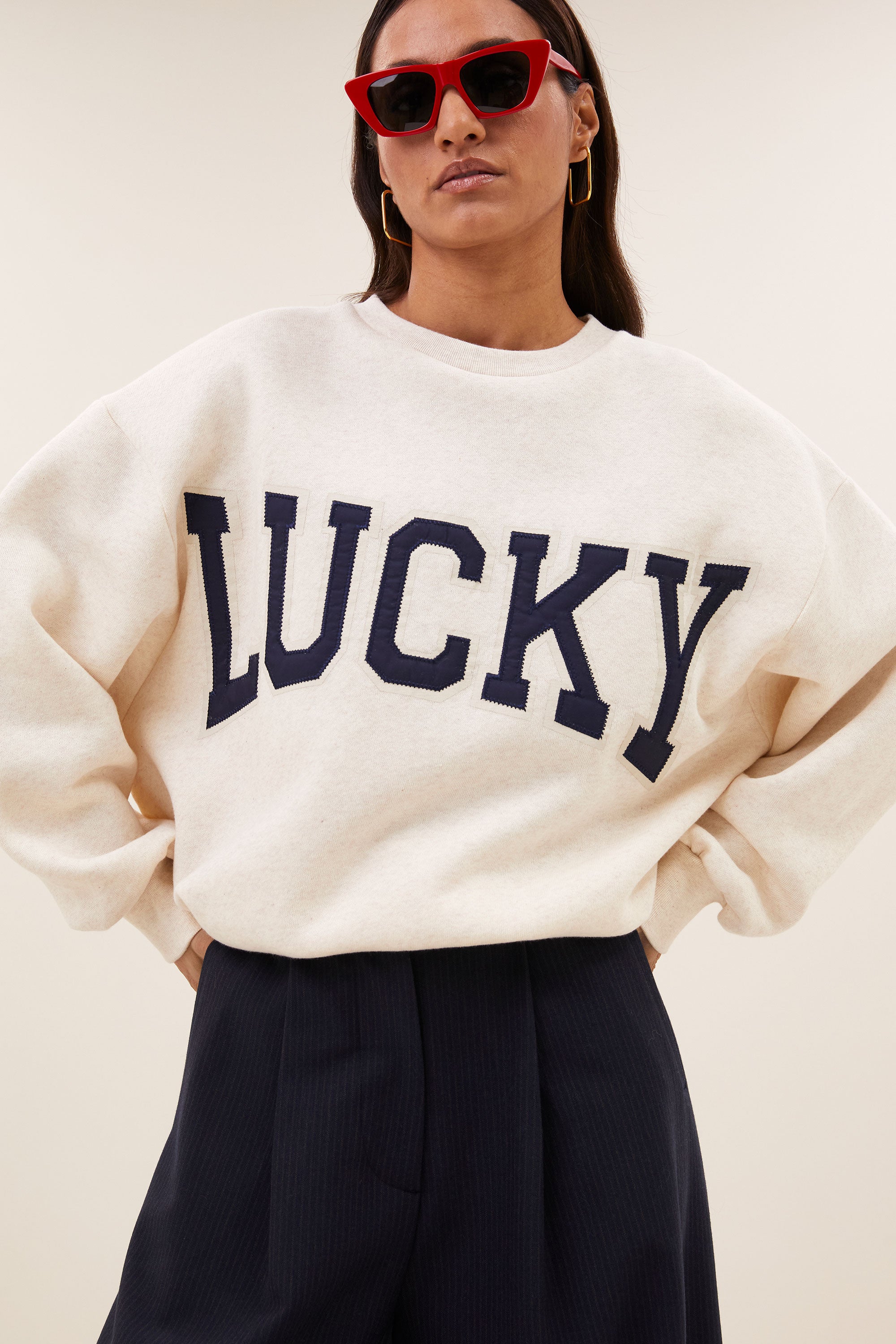lili patchwork sweater | oyster melee