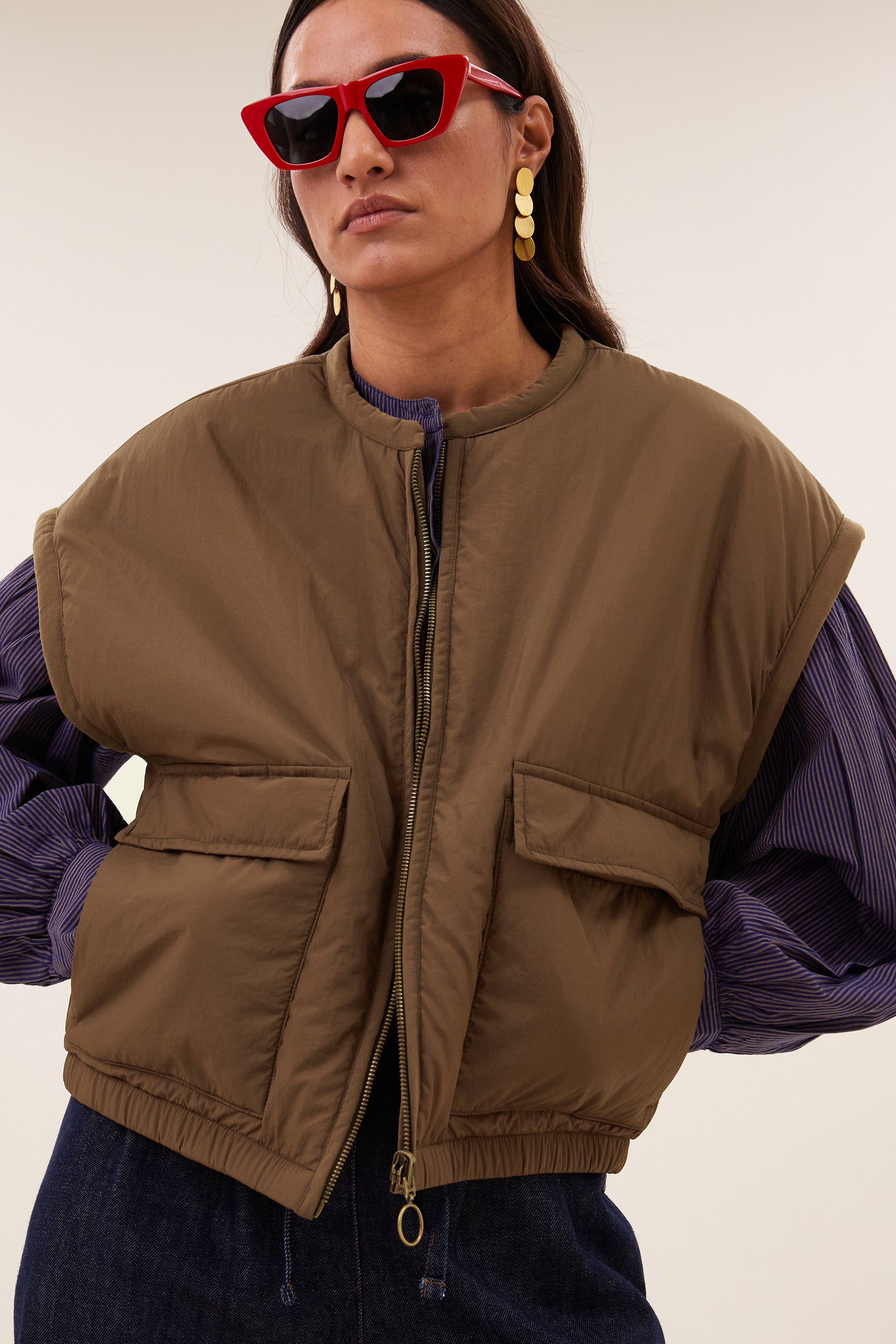 gio sleeveless jacket | hazel