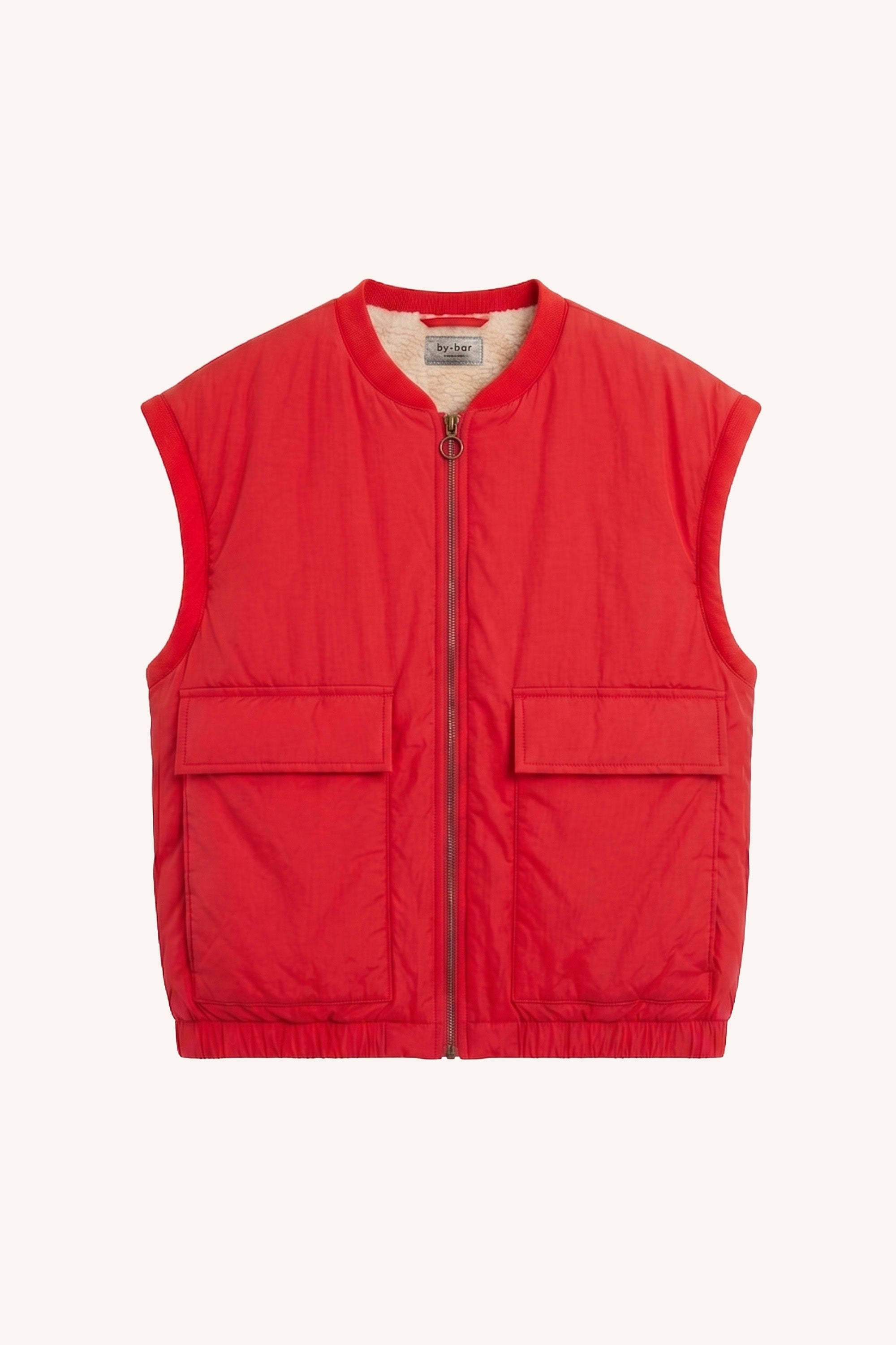 gio sleeveless jacket | poppy red
