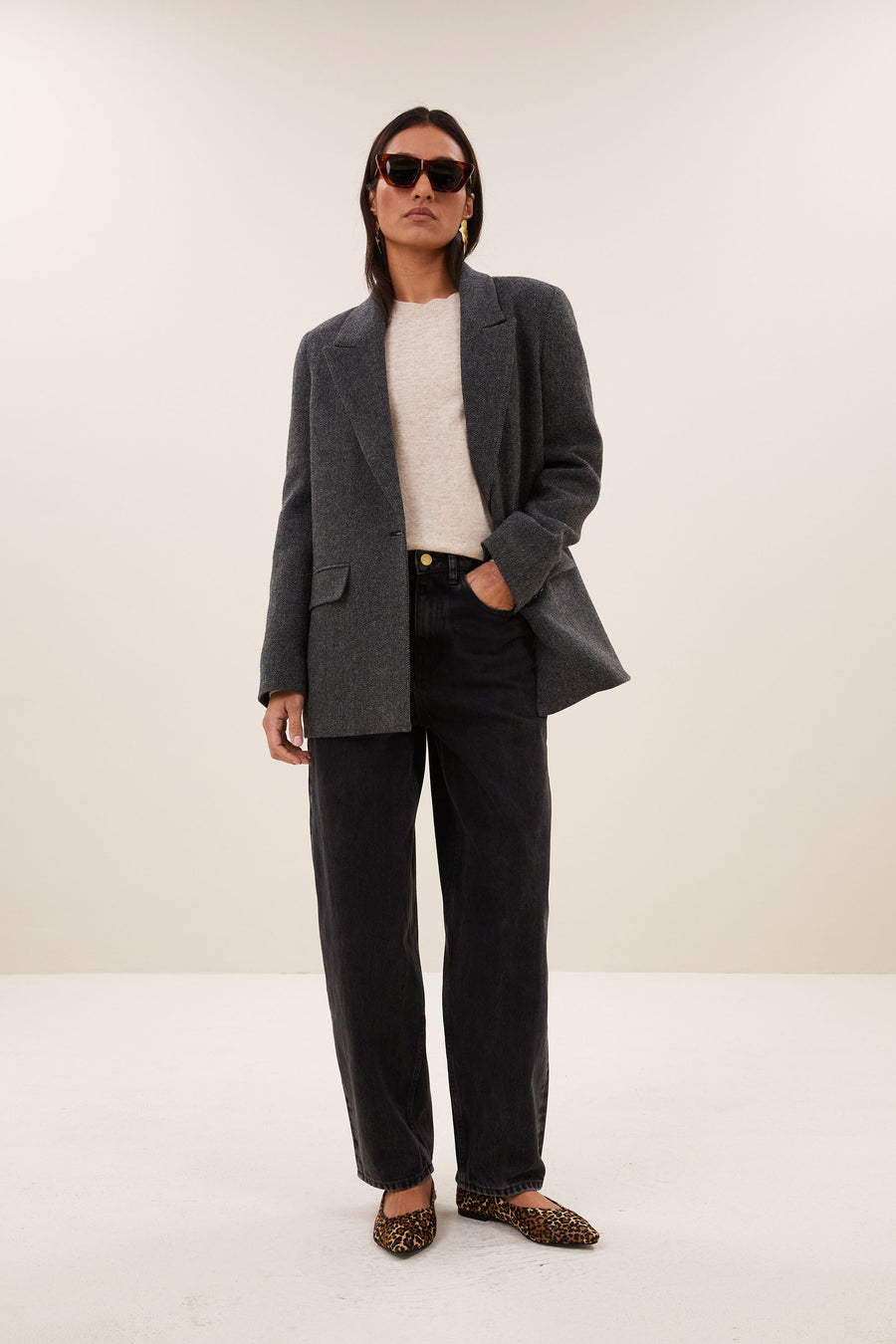 nes herringbone blazer | dark grey melee