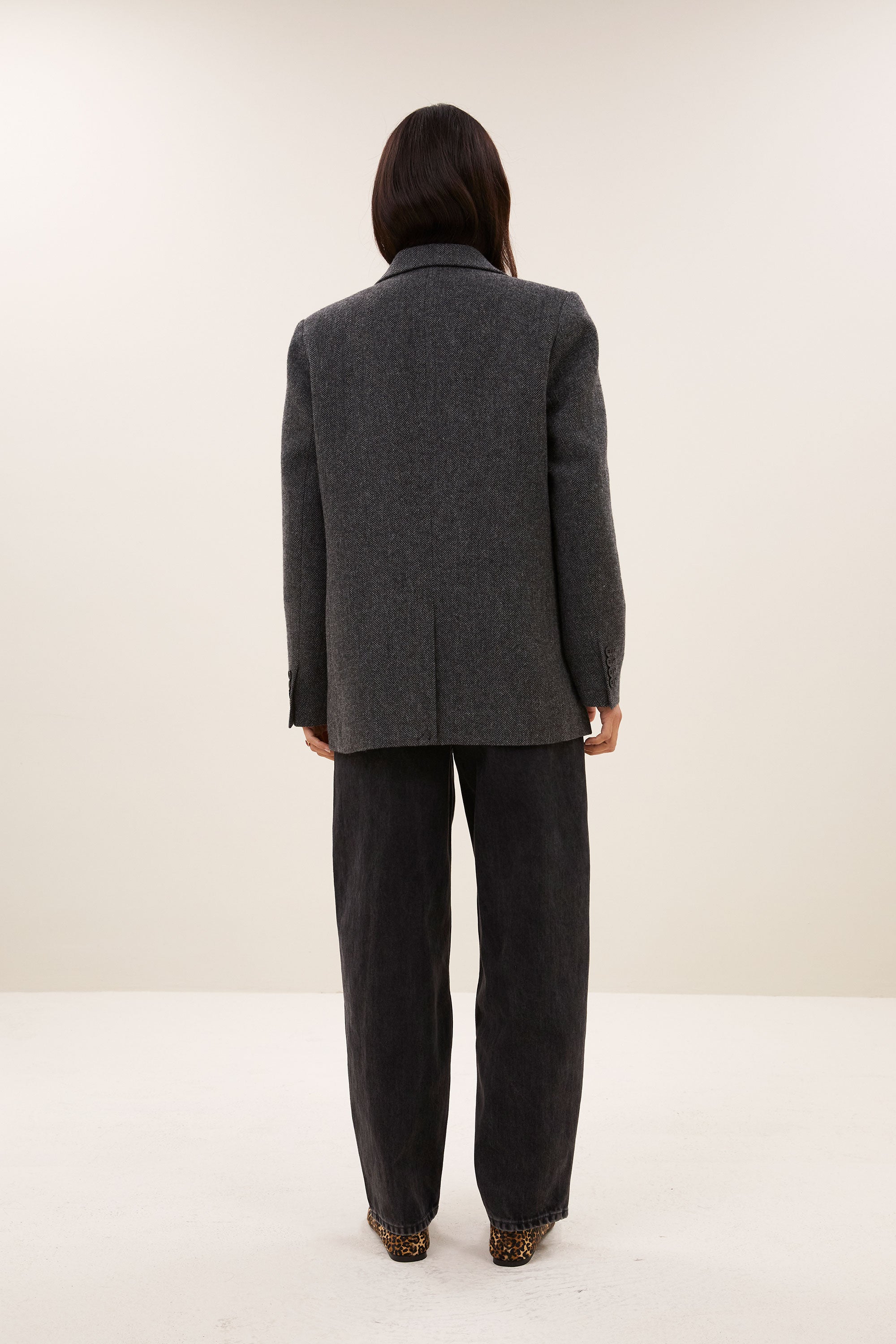 nes herringbone blazer | dark grey melee