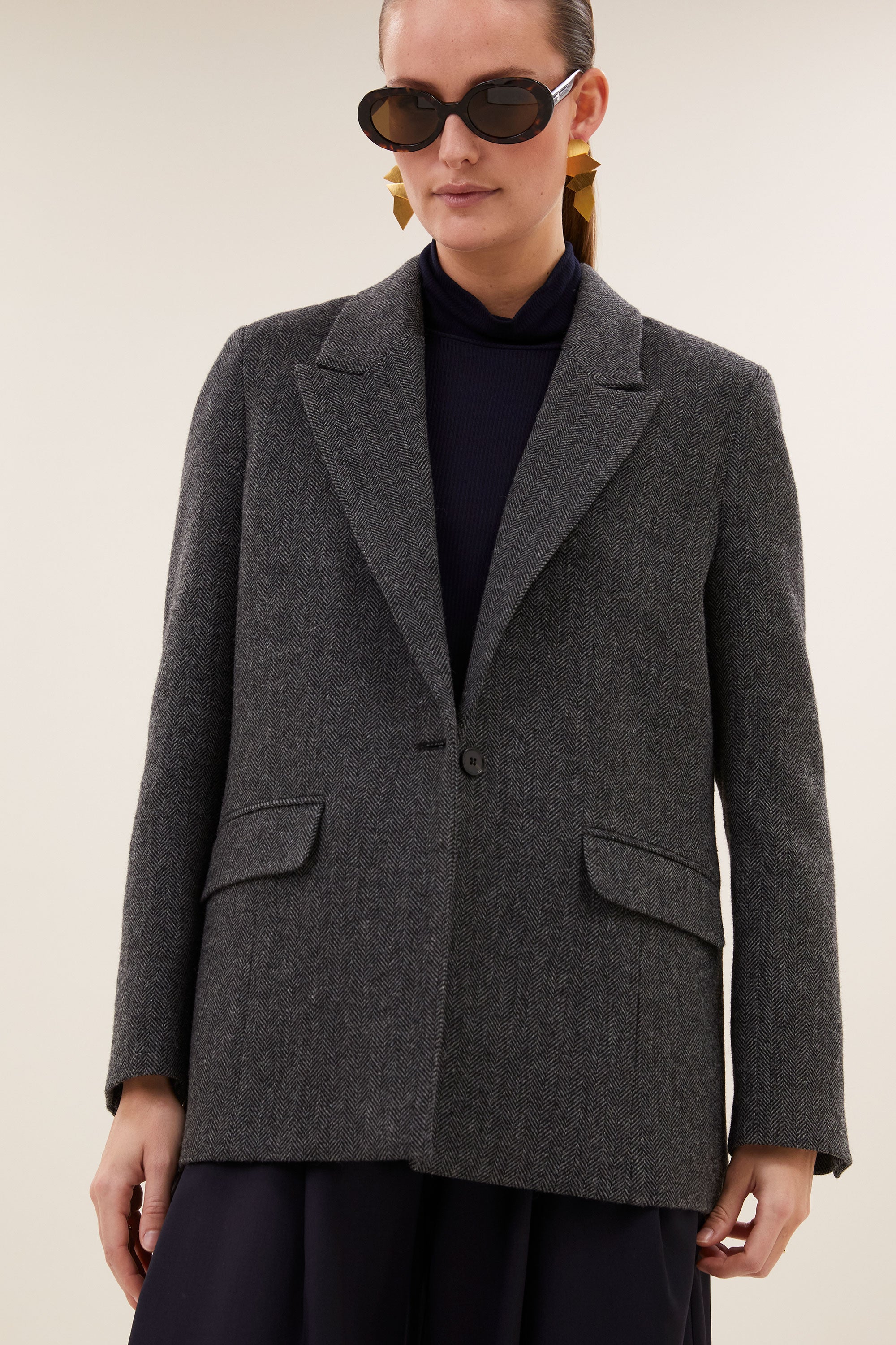 nes herringbone blazer | dark grey melee