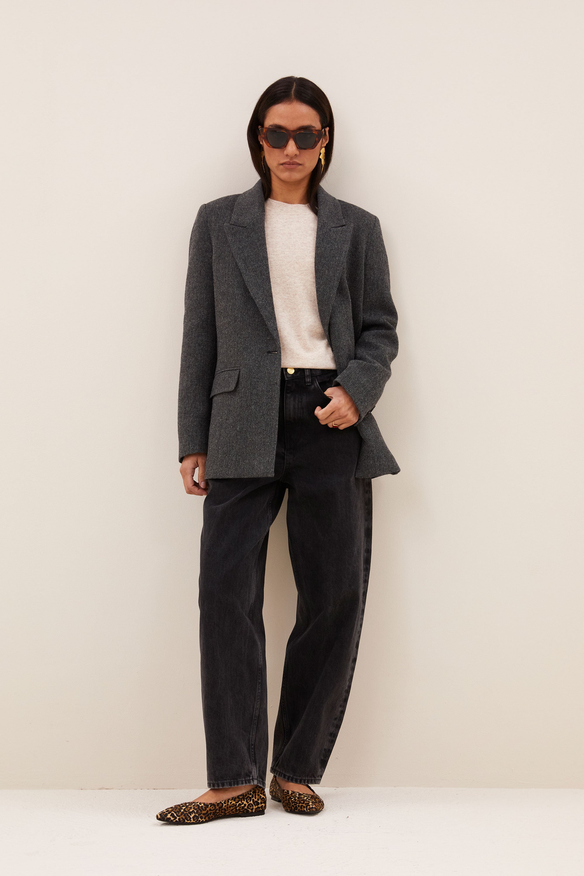 nes herringbone blazer | dark grey melee
