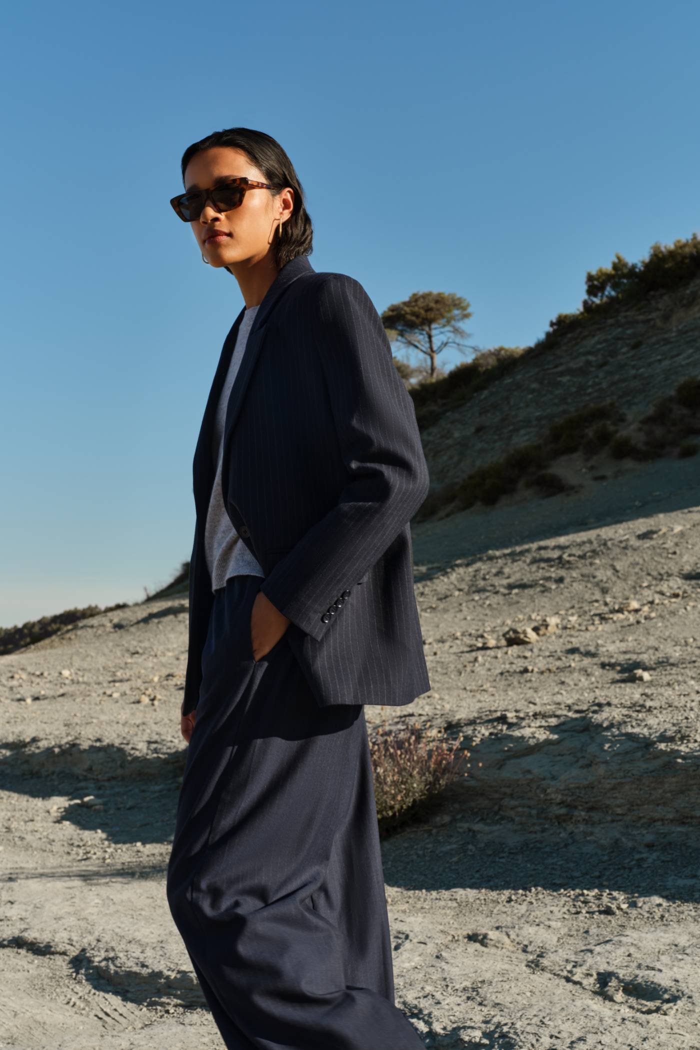 nes pinstripe blazer | midnight