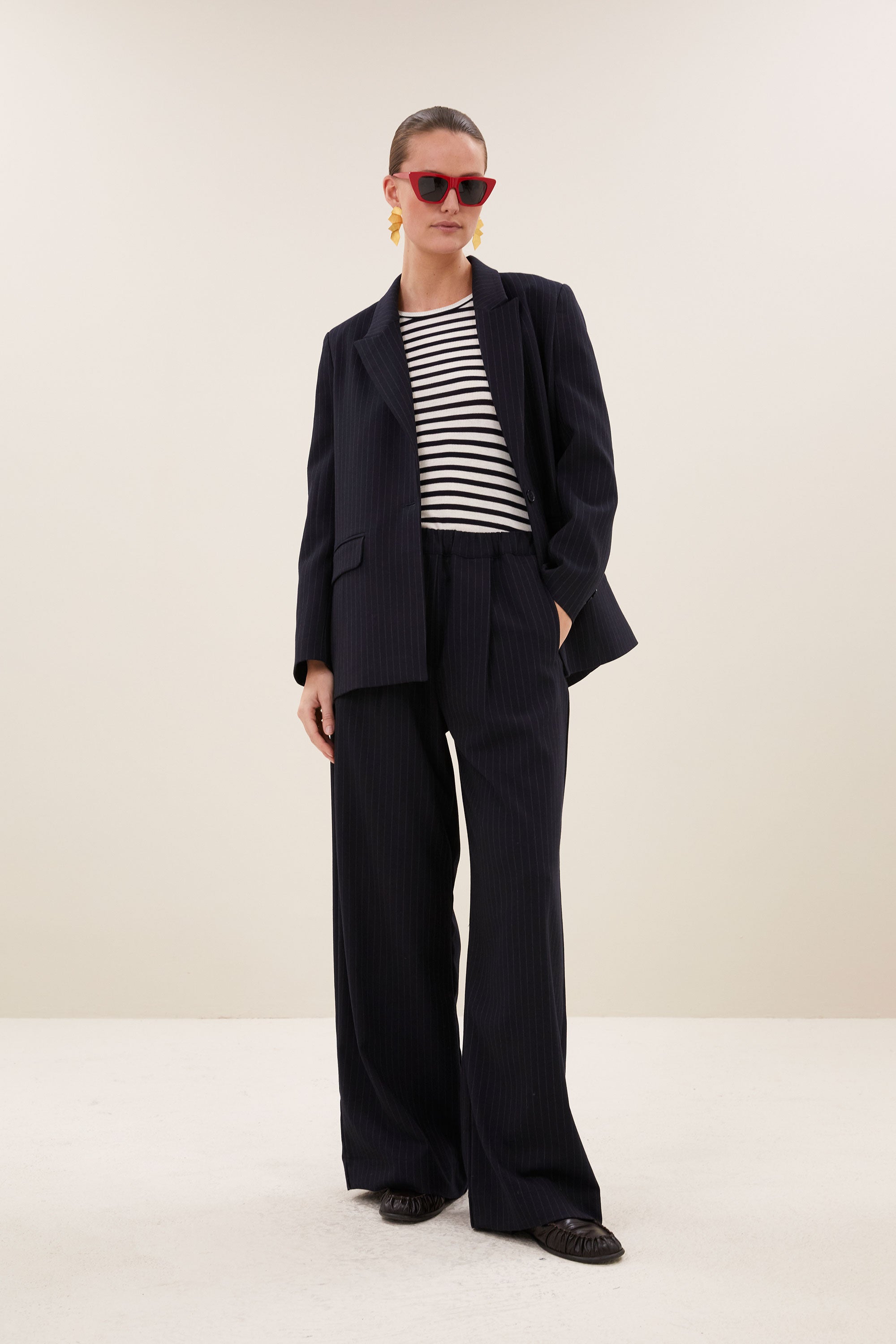 nes pinstripe blazer | midnight