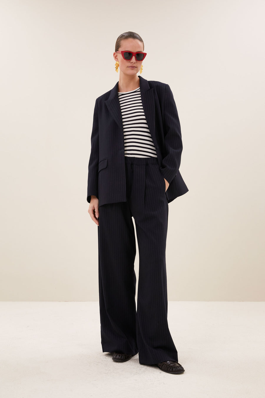 nes pinstripe blazer | midnight