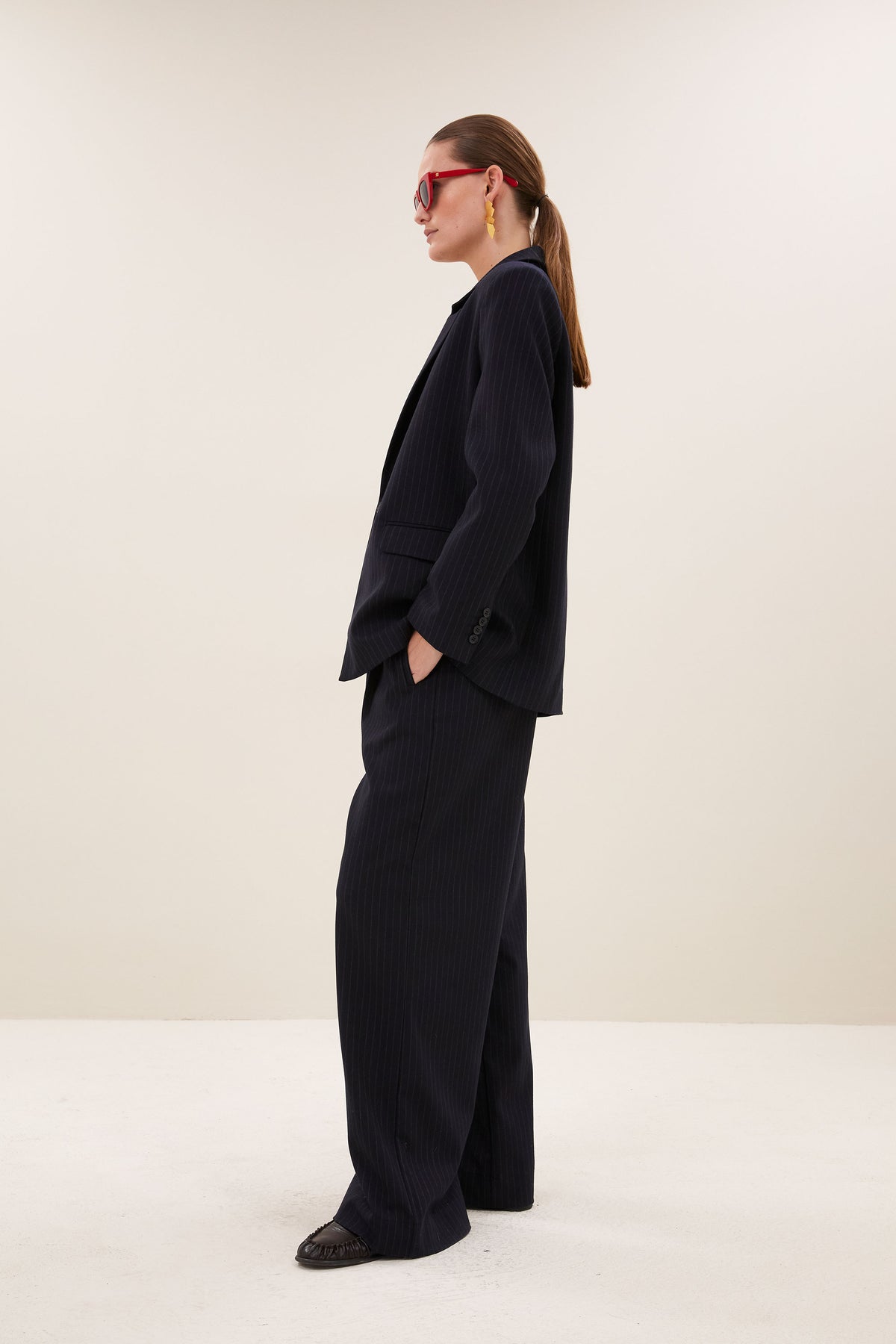 nes pinstripe blazer | midnight