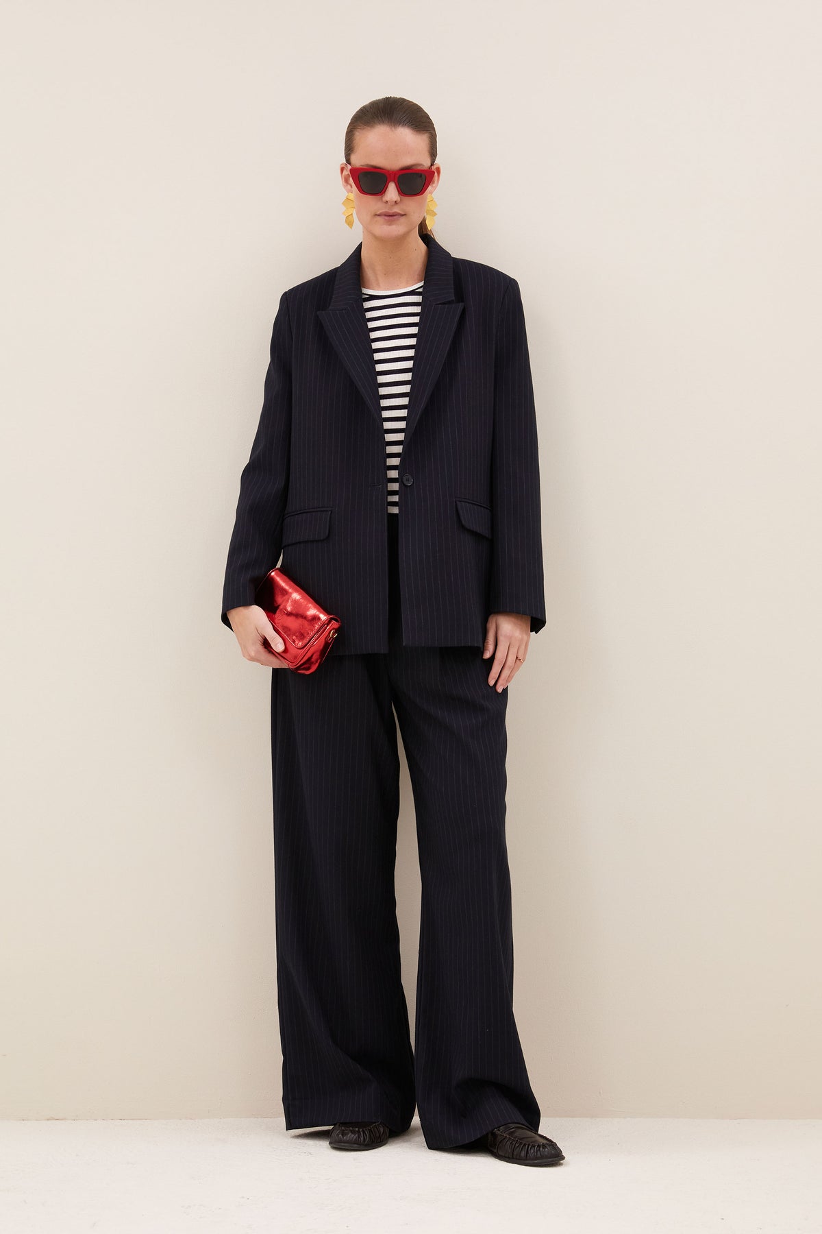 nes pinstripe blazer | midnight