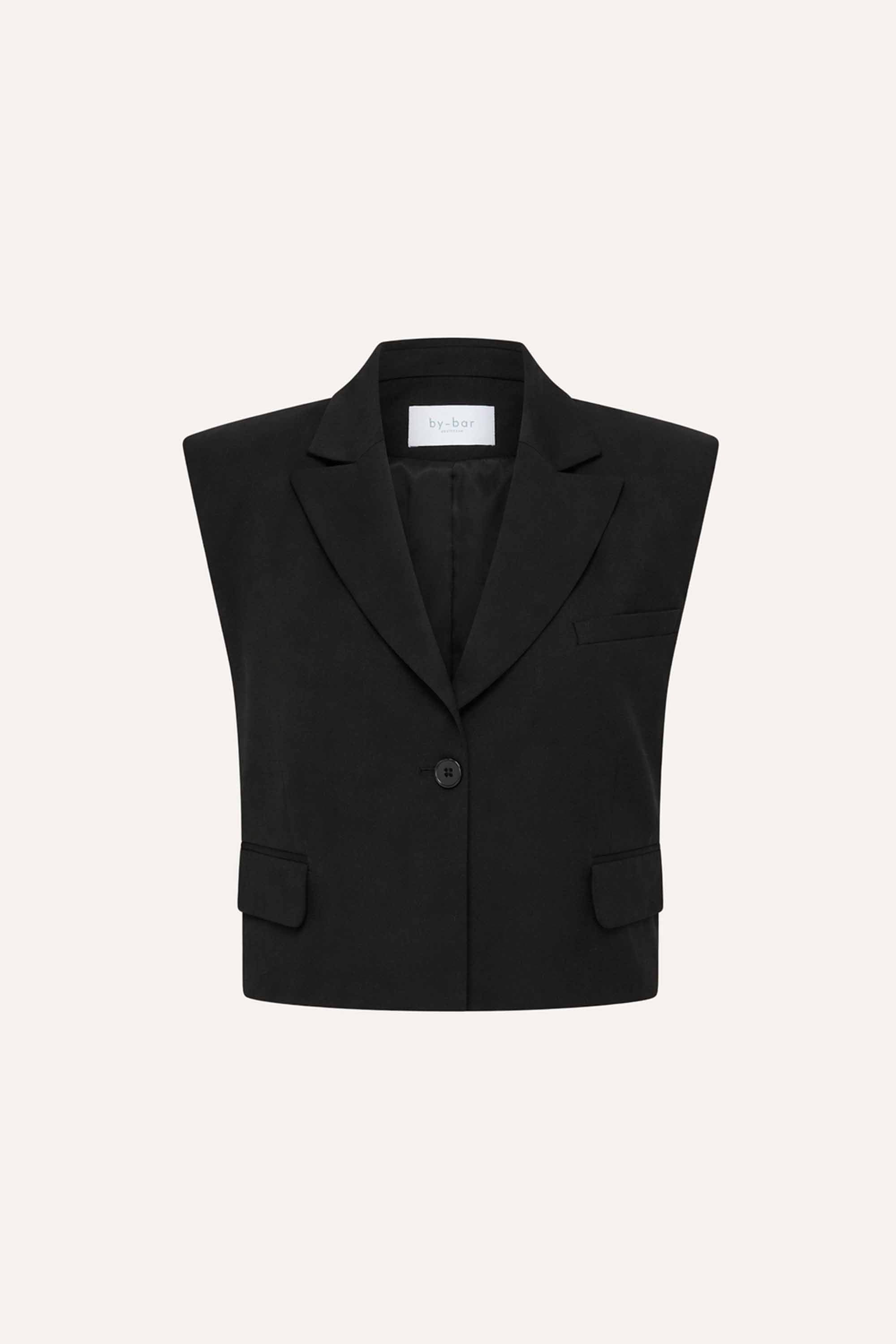 bobi herringbone gilet | black