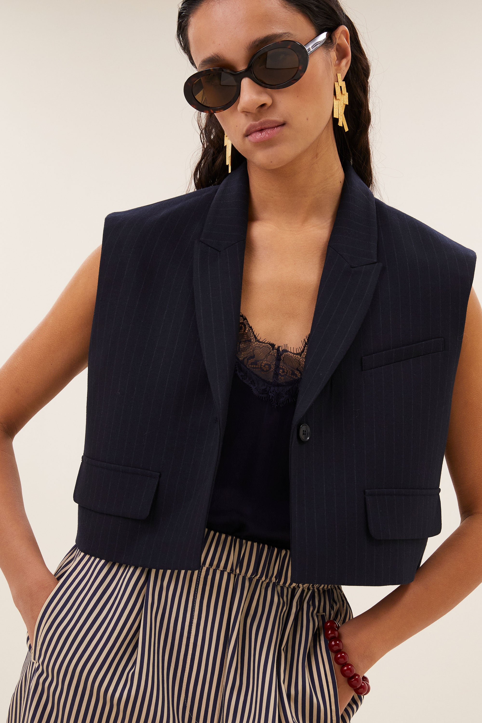 pia satin top | captain blue