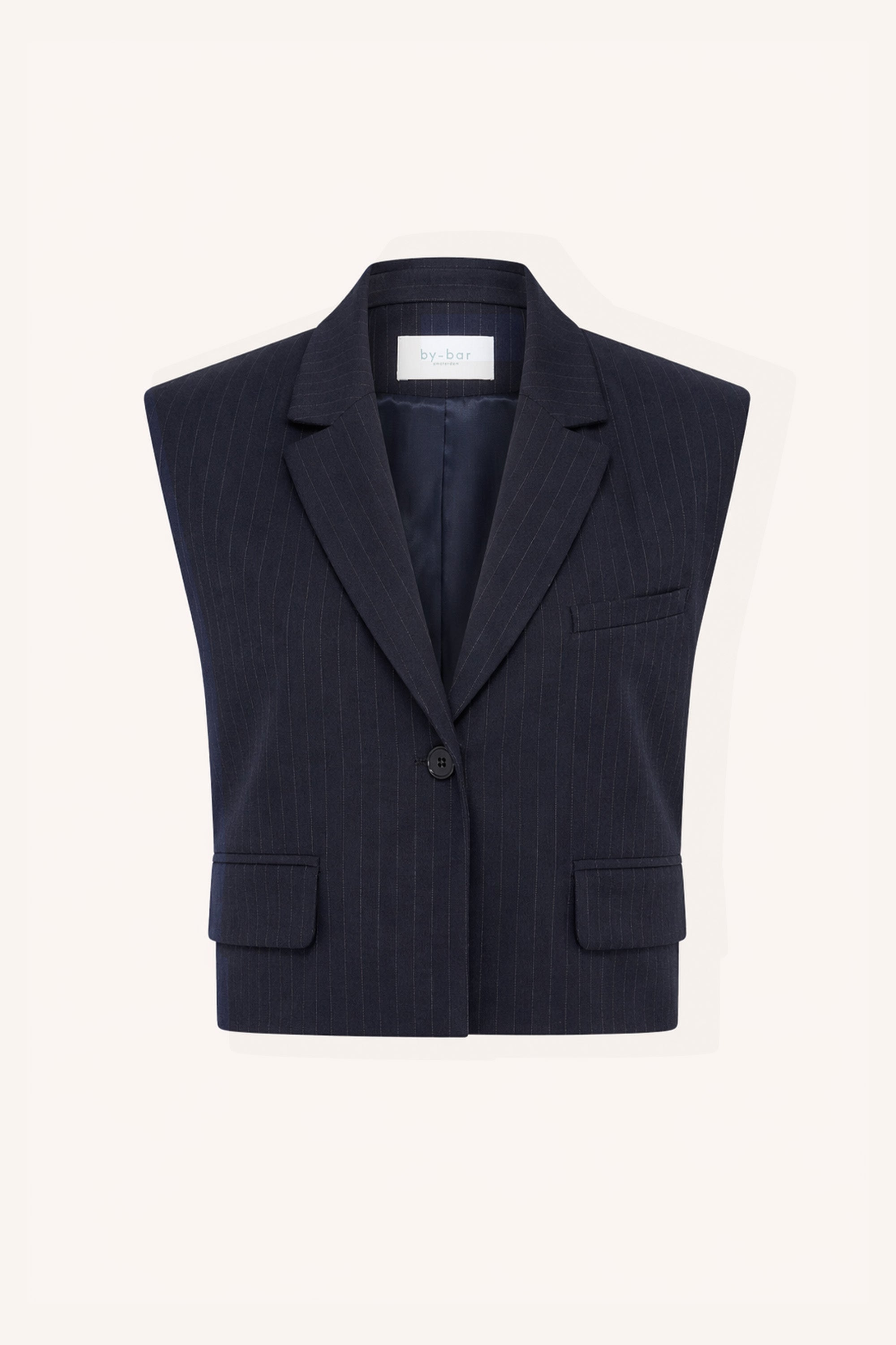bobi pinstripe gilet | midnight