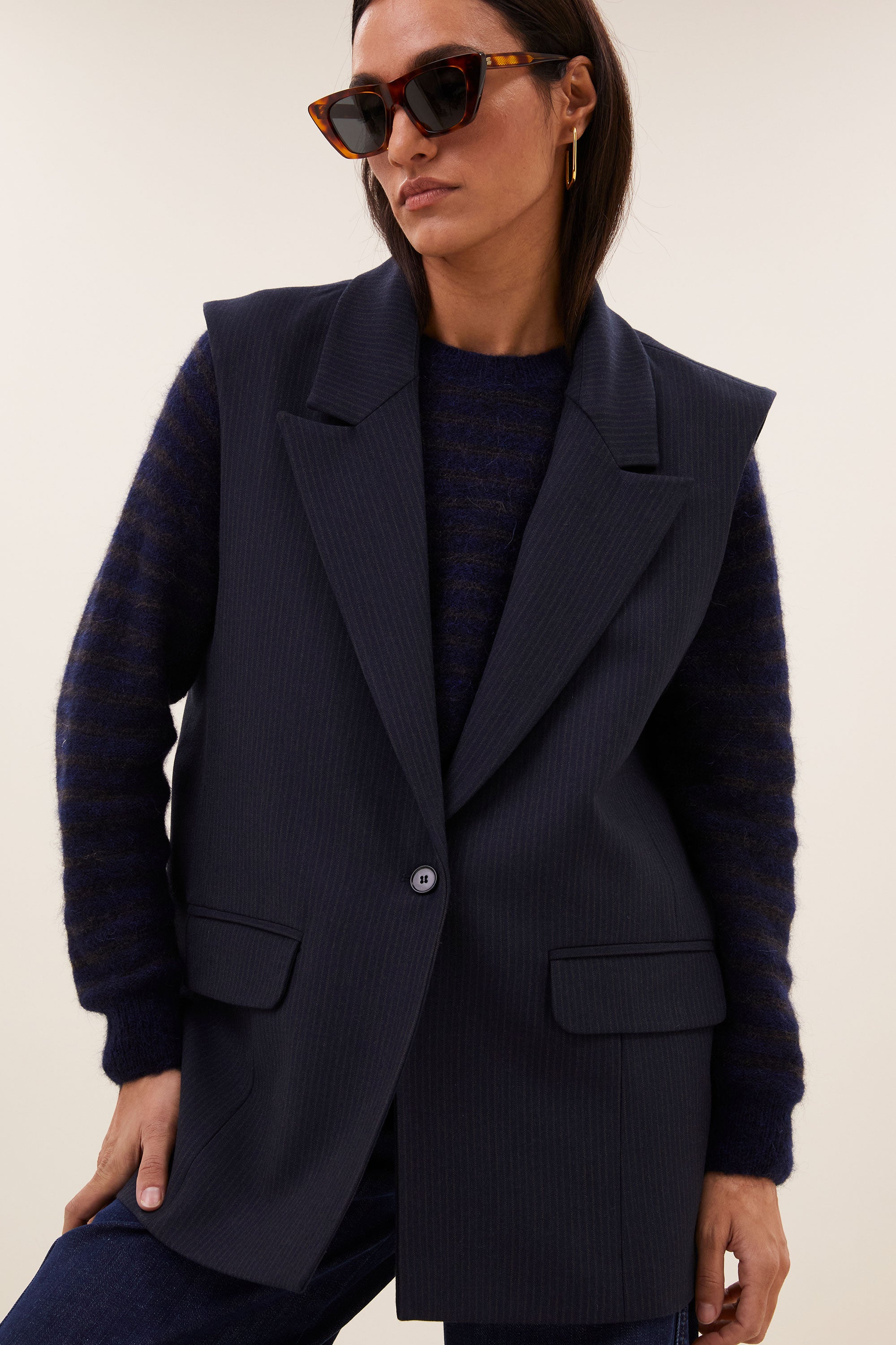 nes copper stripe gilet | copper stripe
