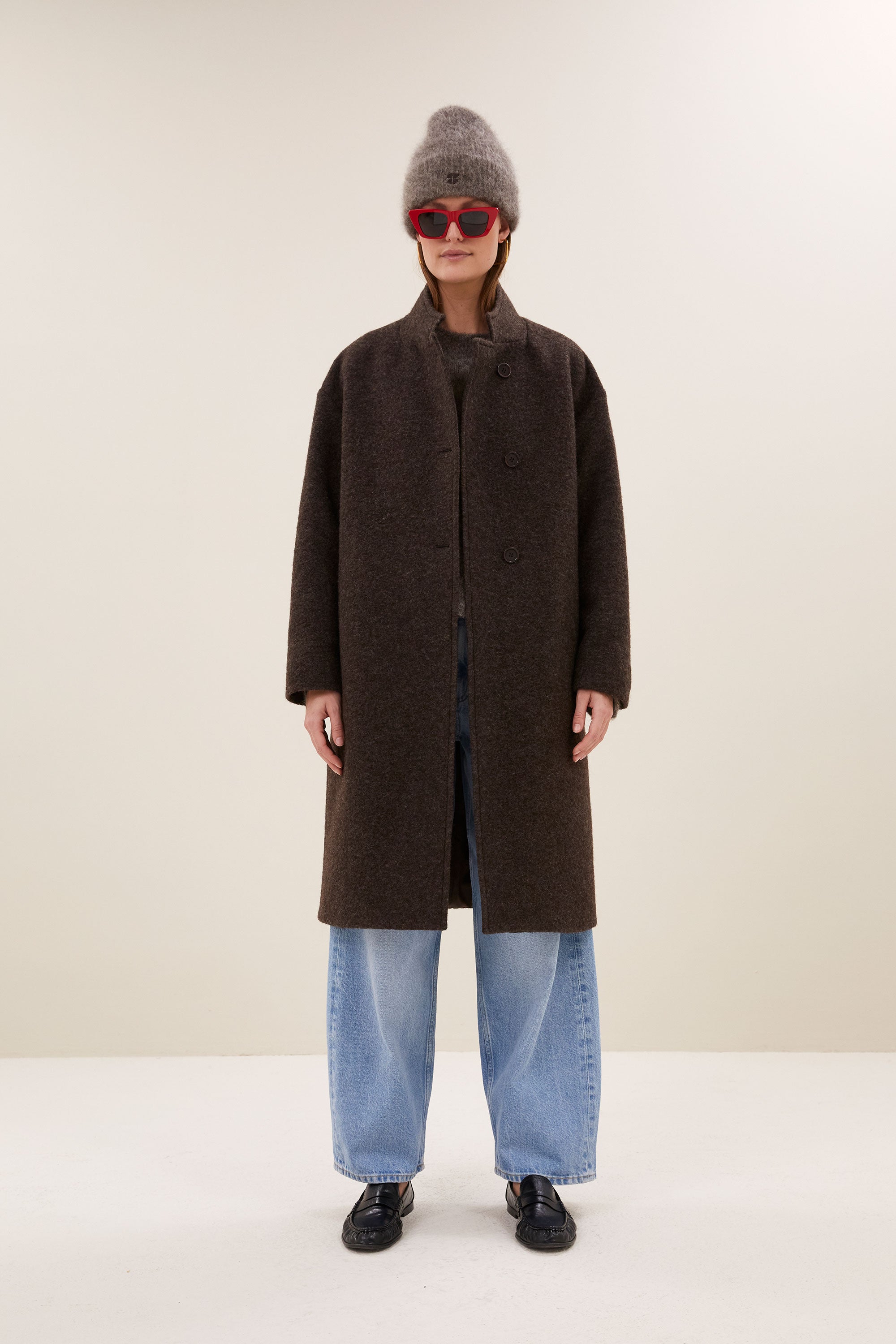 macy melange coat | brown melee
