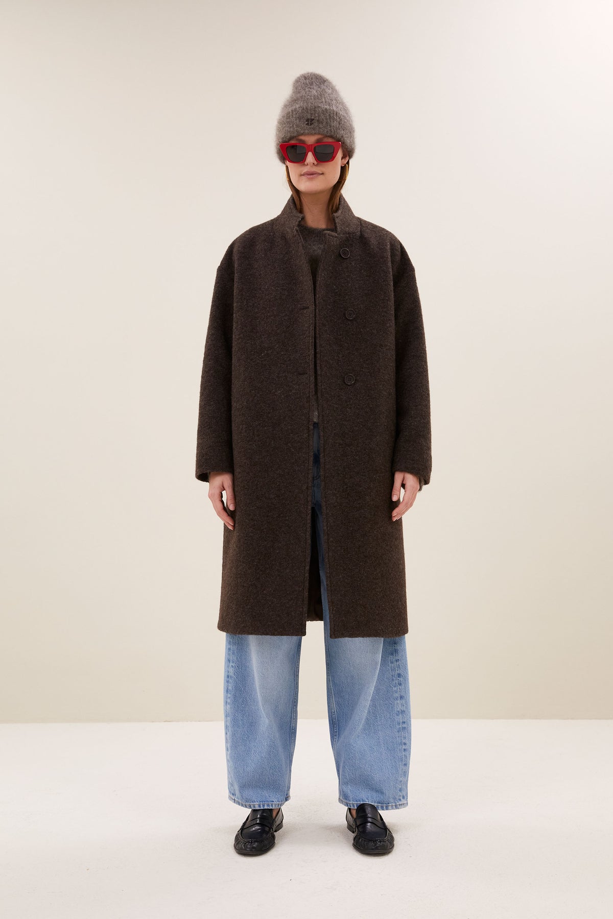 macy melange coat | brown melee