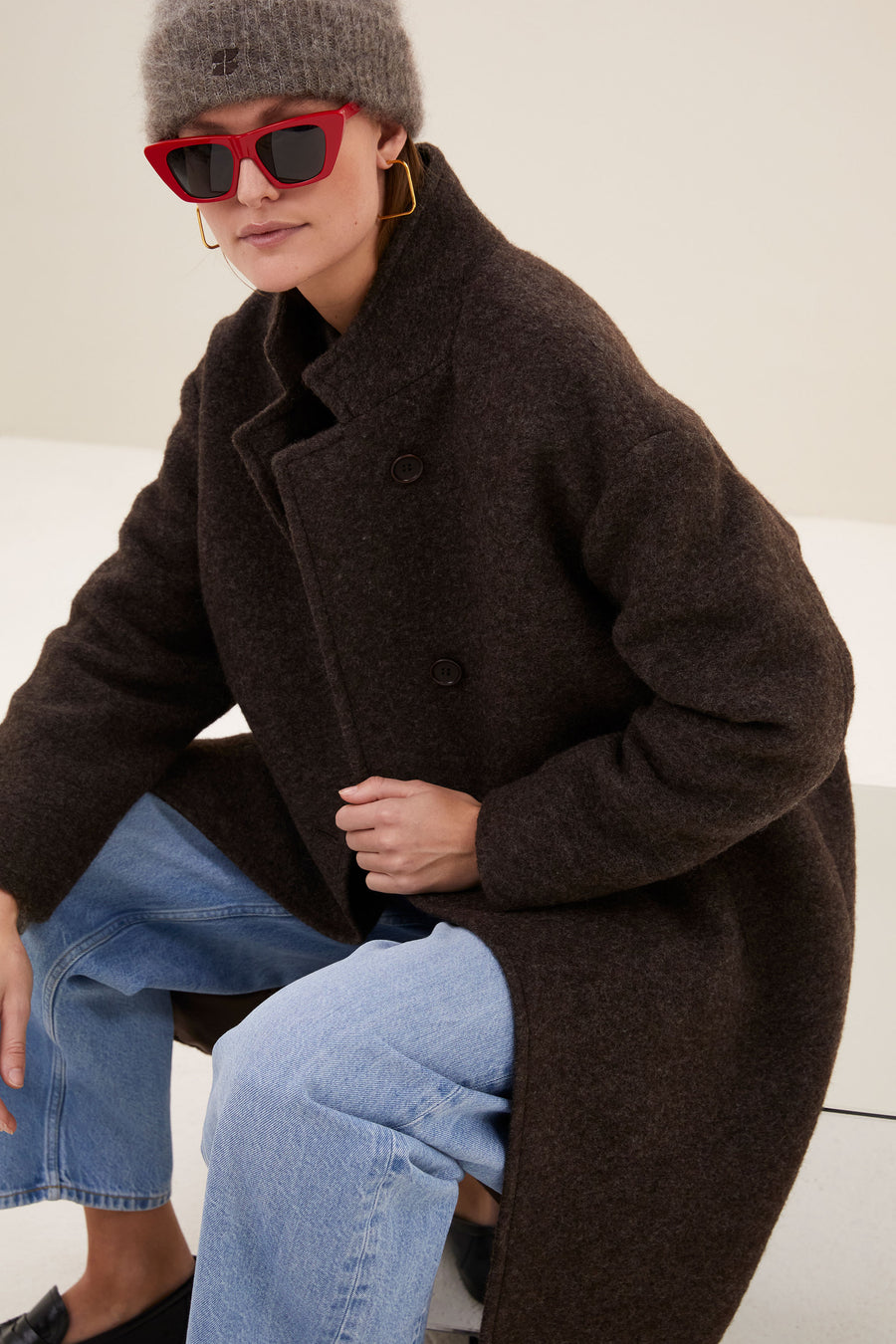 macy melange coat | brown melee