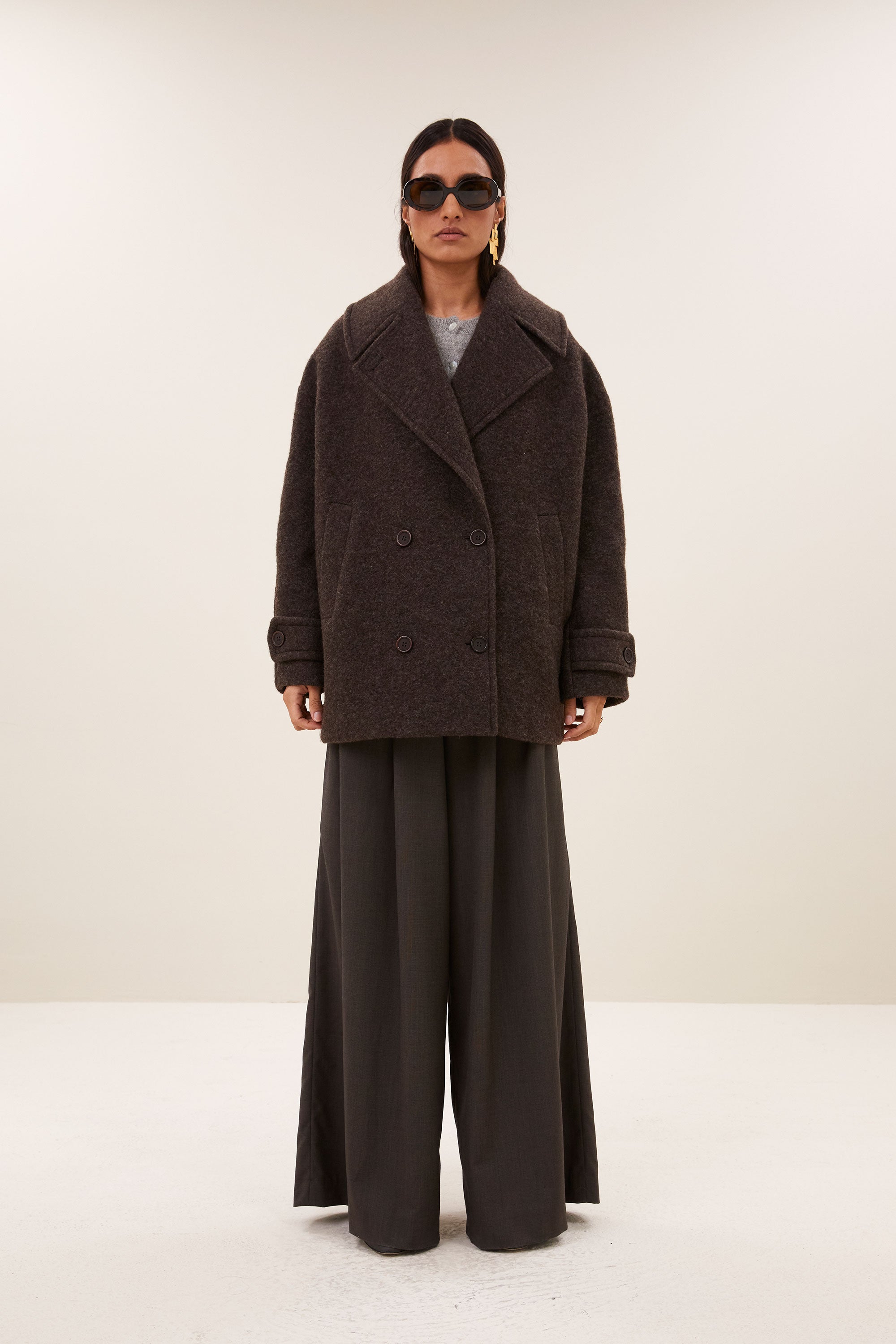 scott melange coat | brown melee