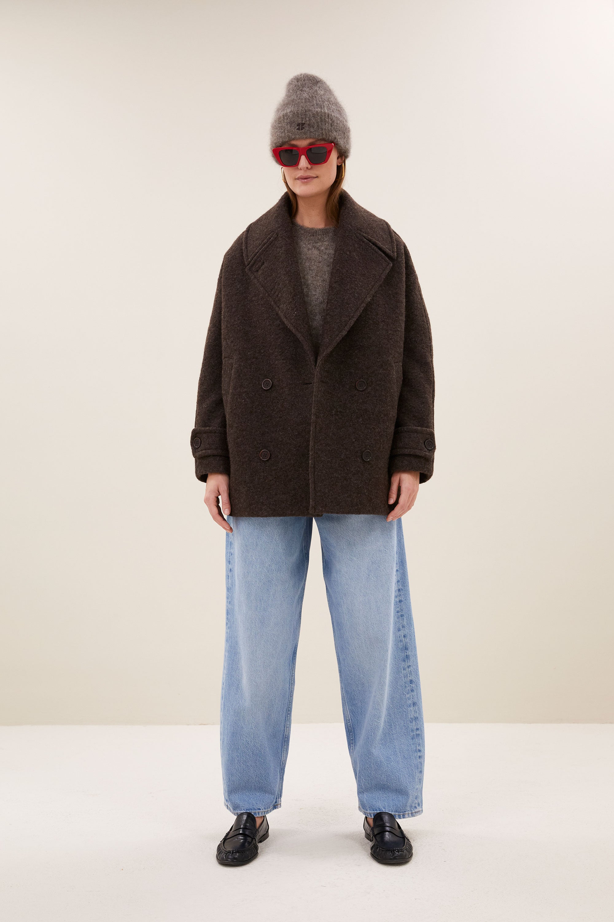 scott melange coat | brown melee