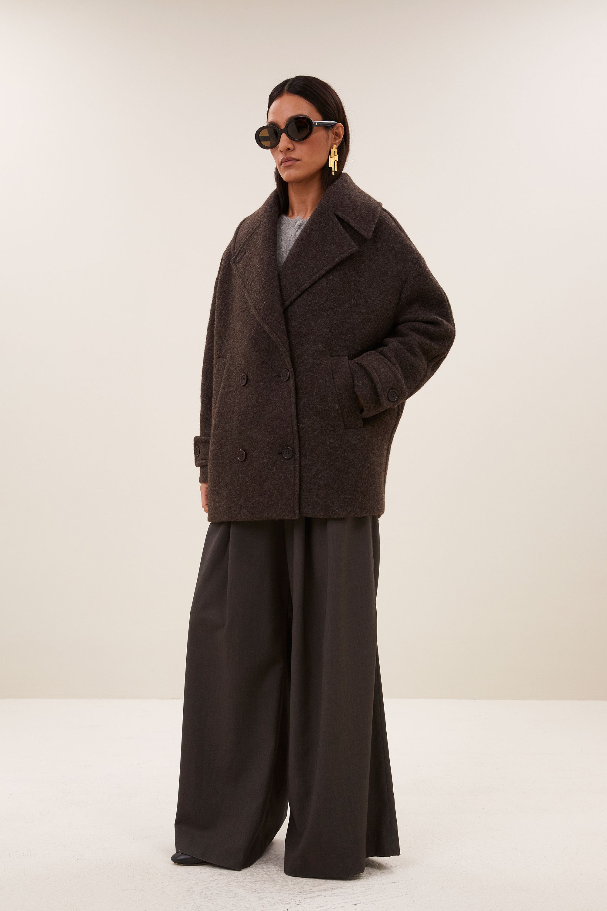 scott melange coat | brown melee