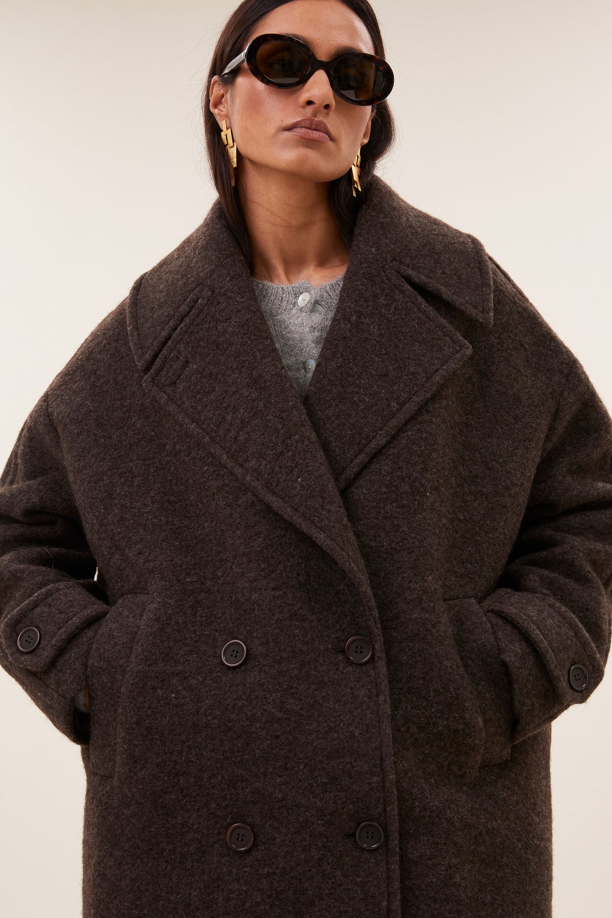 scott melange coat | brown melee