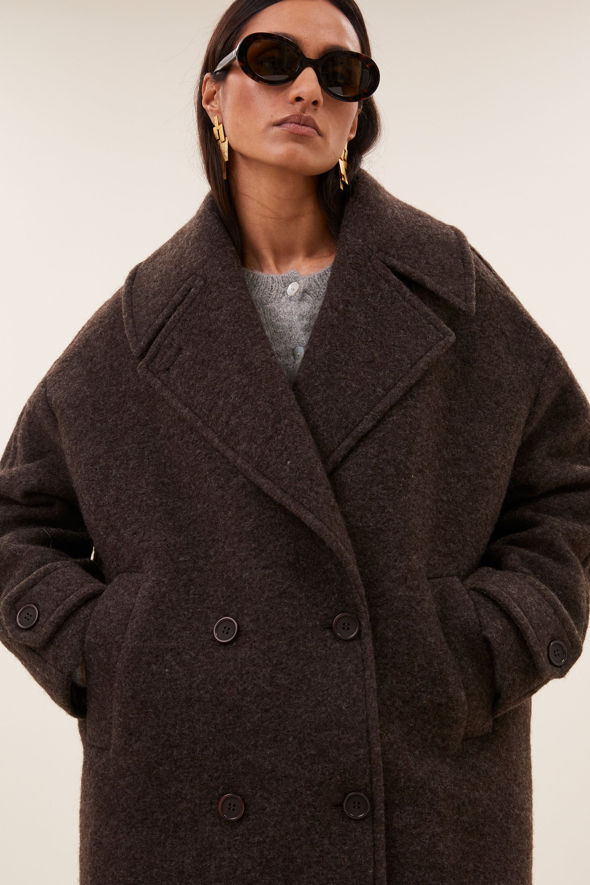 scott melange coat | brown melee