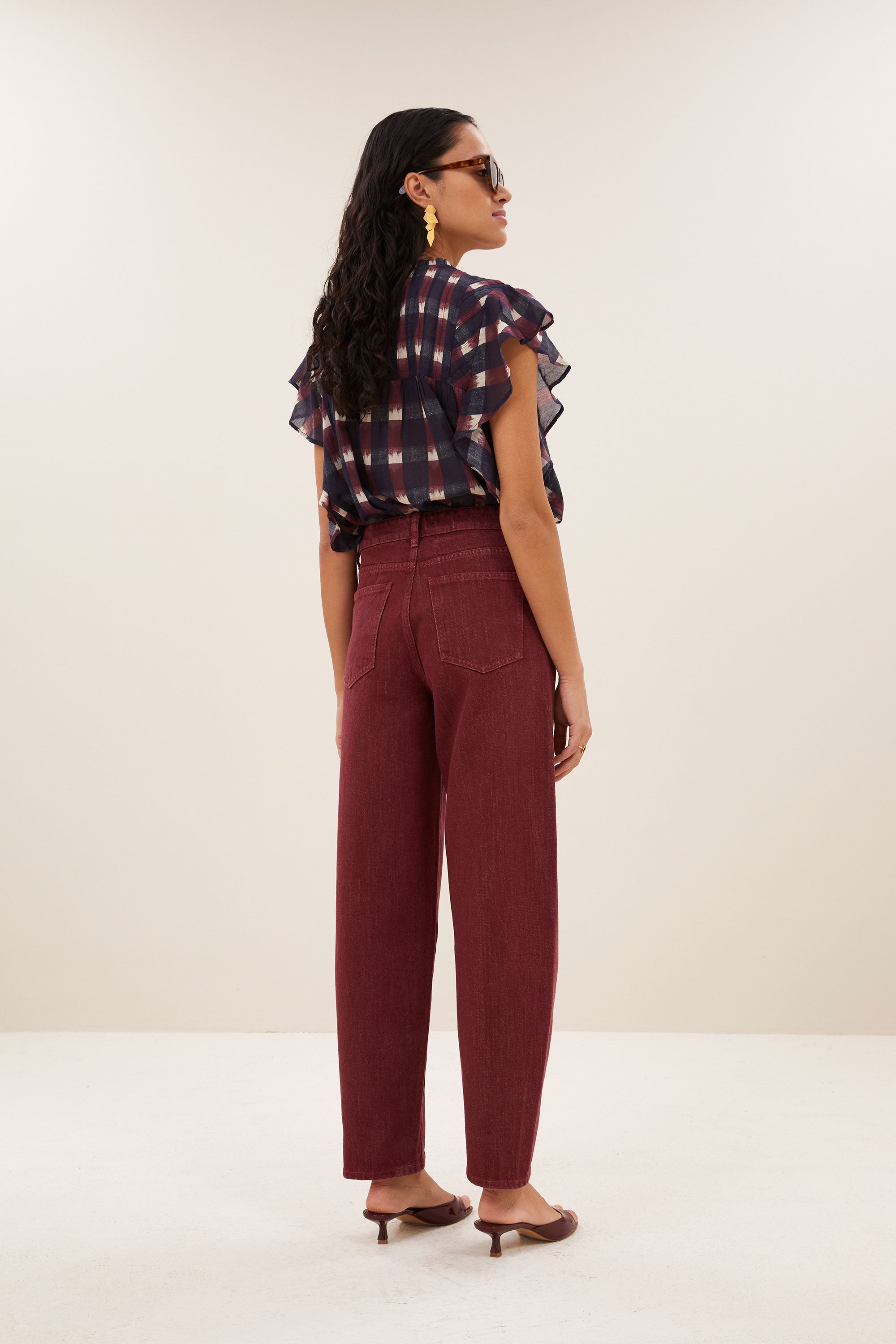 begum wine jeans | wine