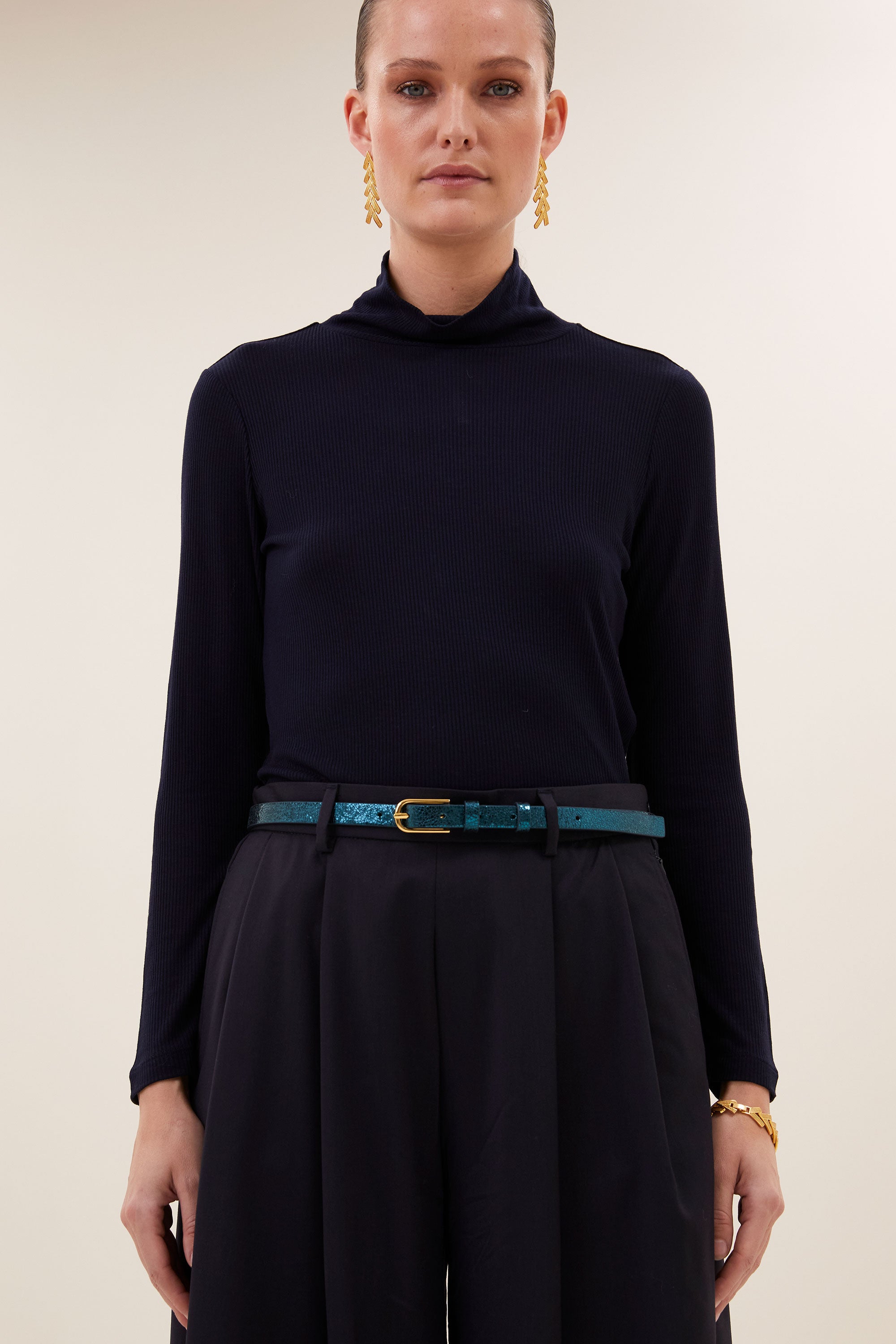 lovi metallic belt | oil green