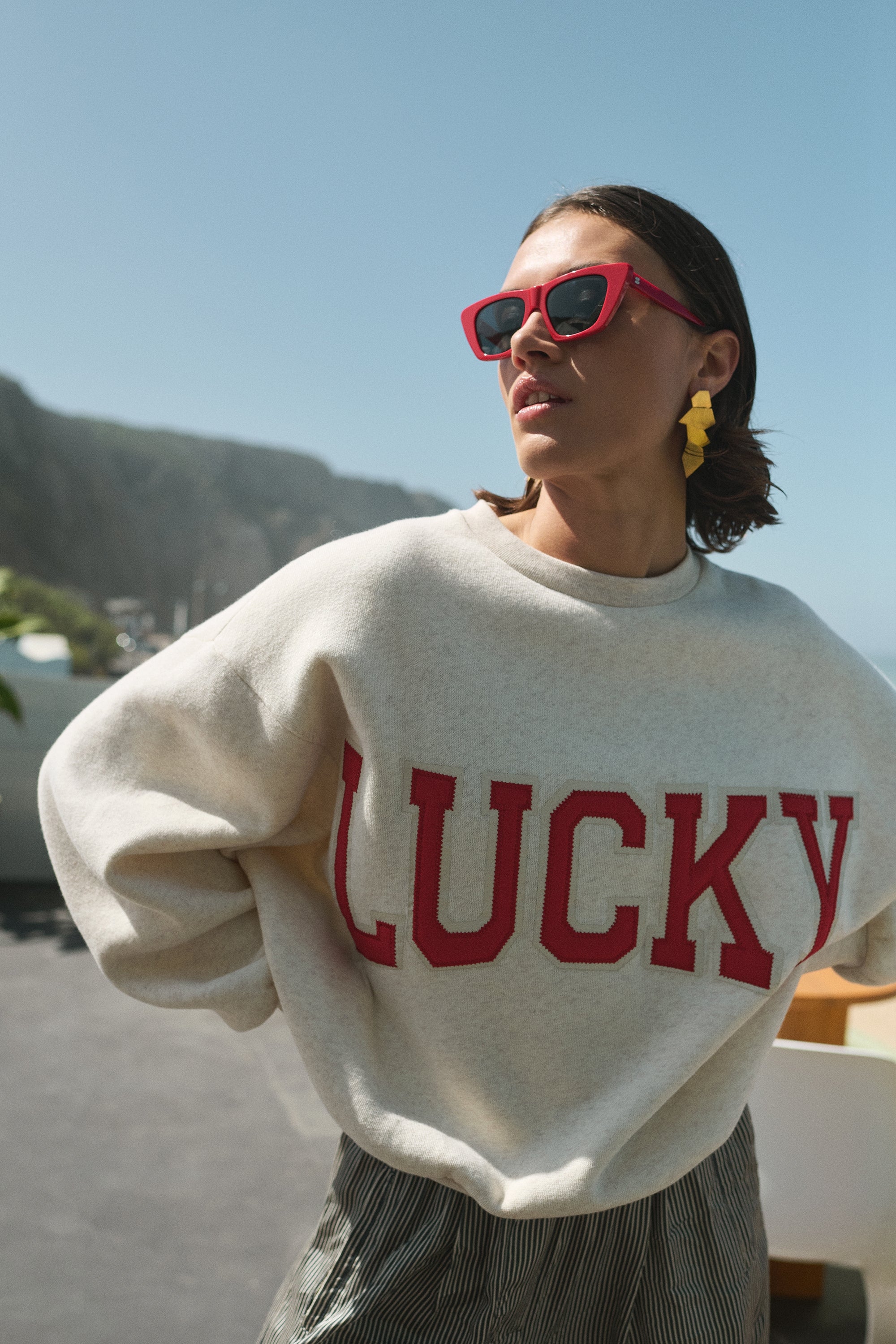 bibi lucky patchwork sweater | oyster melee