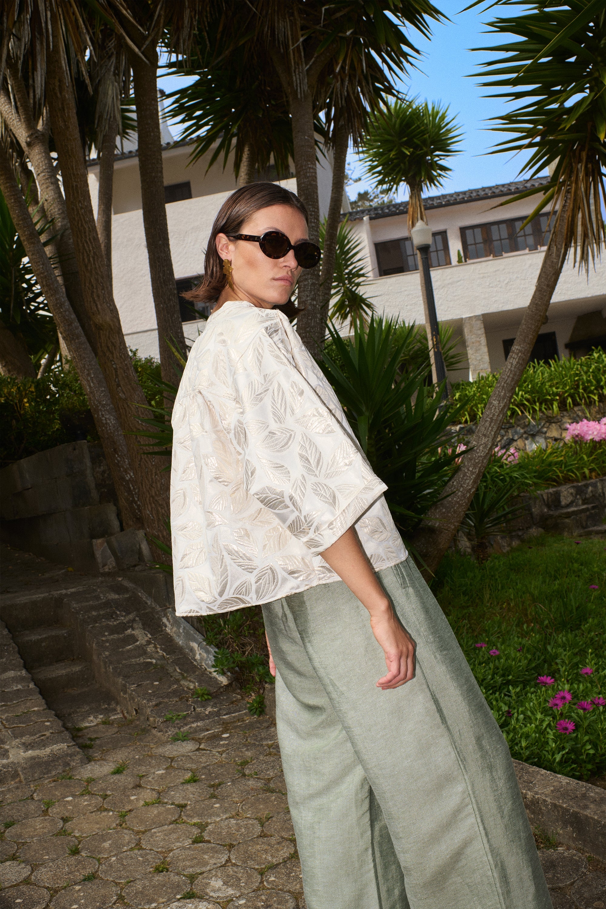 levy jacquard blouse | champagne