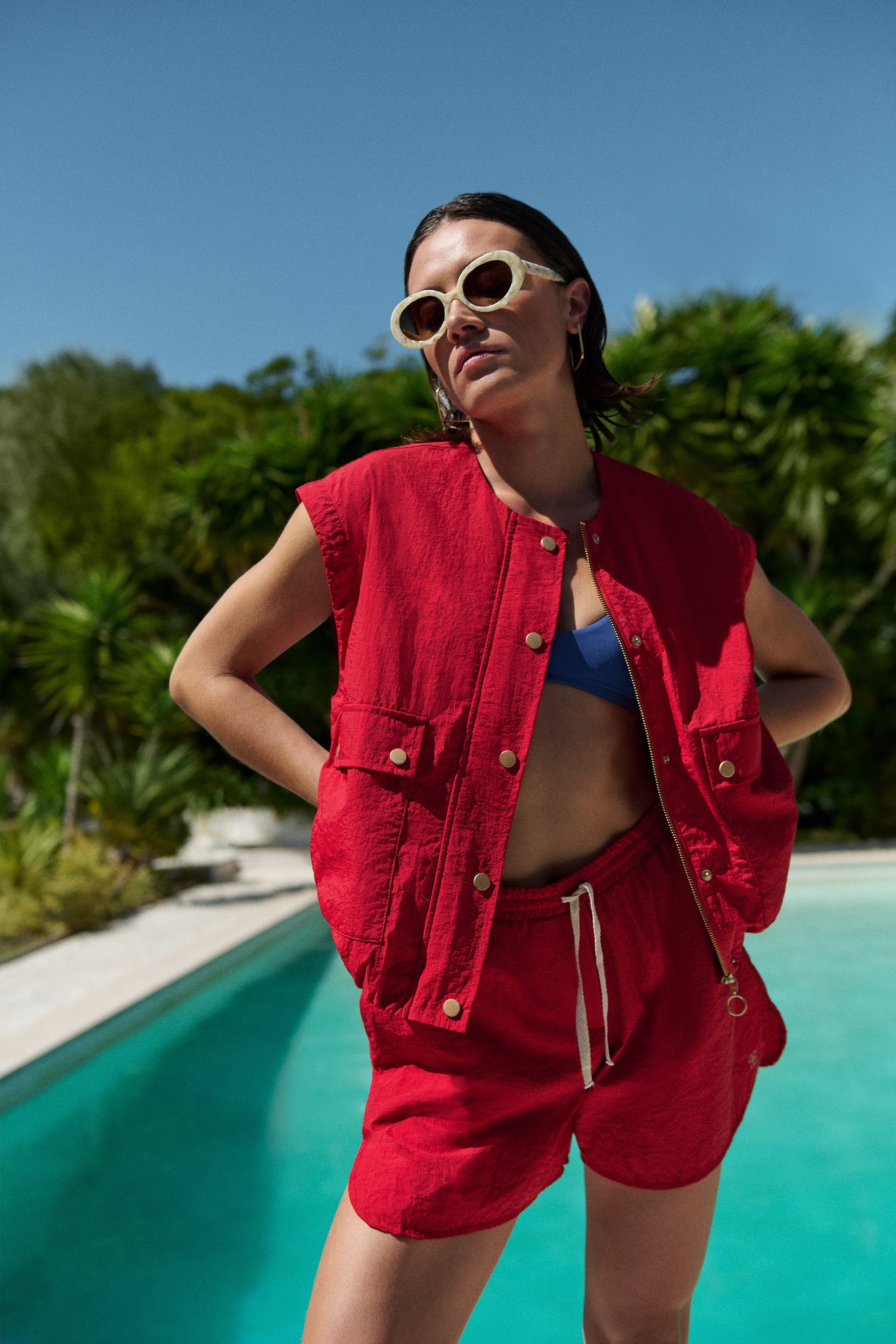 maggie zip jacket | red