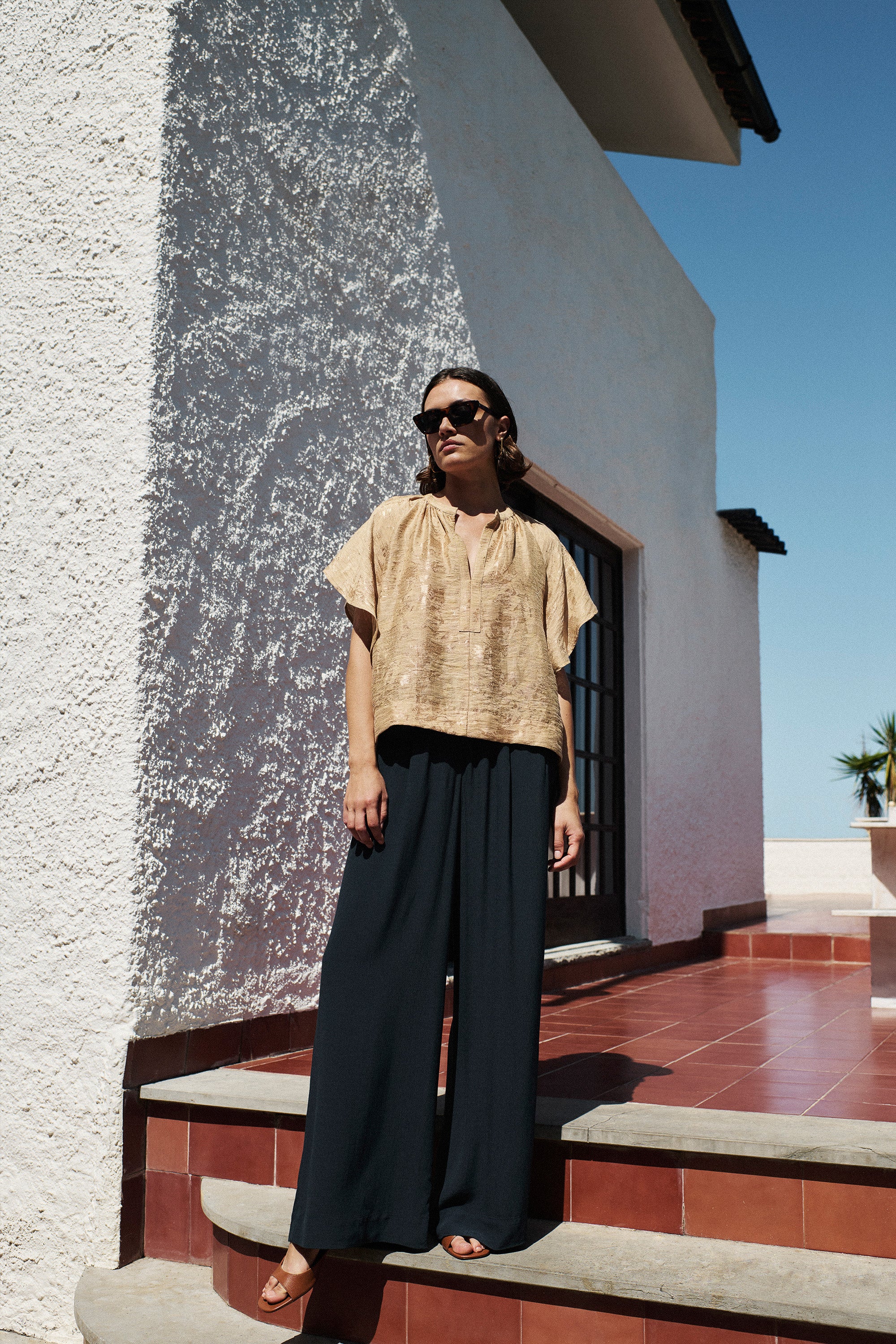 vina jacquard blouse | desert