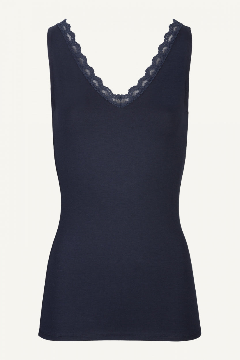 lace singlet | dark navy