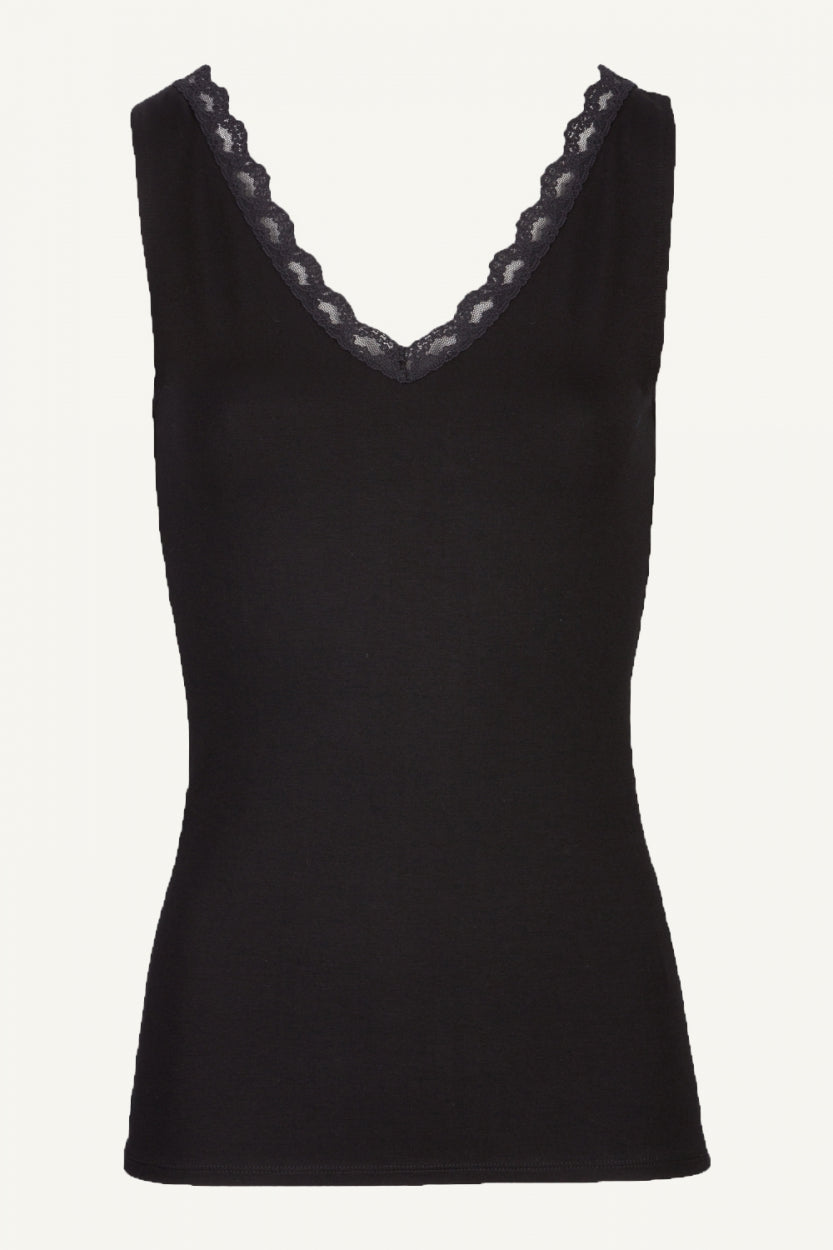 lace singlet | black