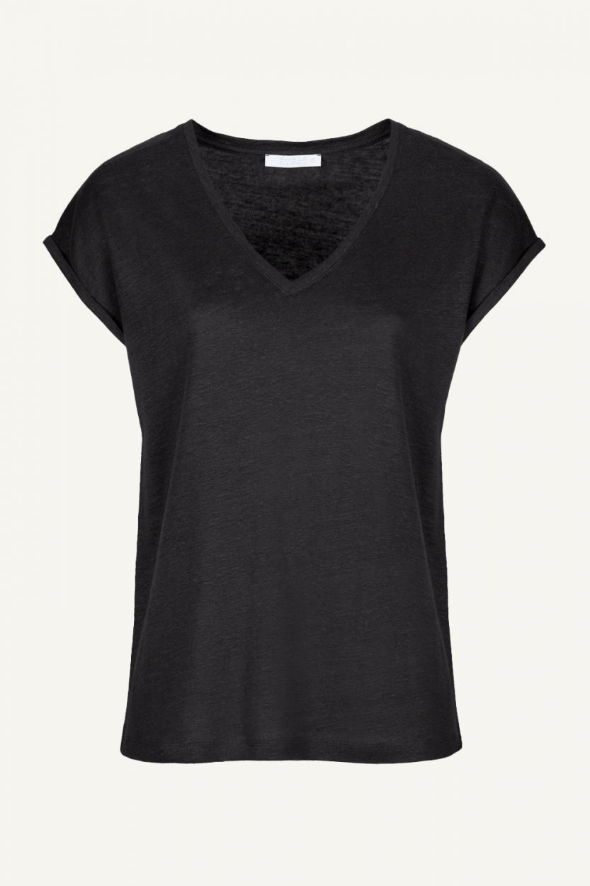 mila linen top | black