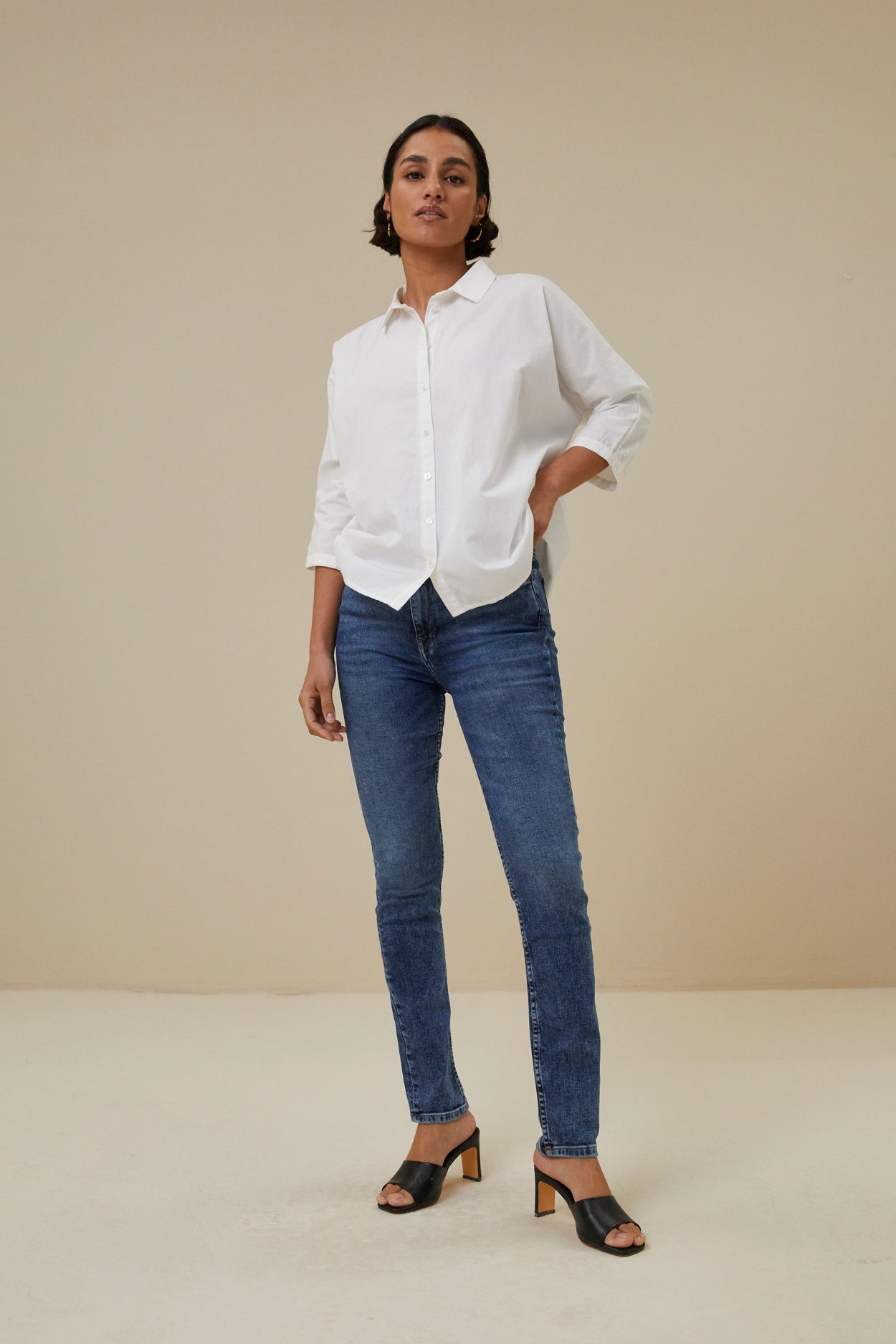 norel poplin blouse | white