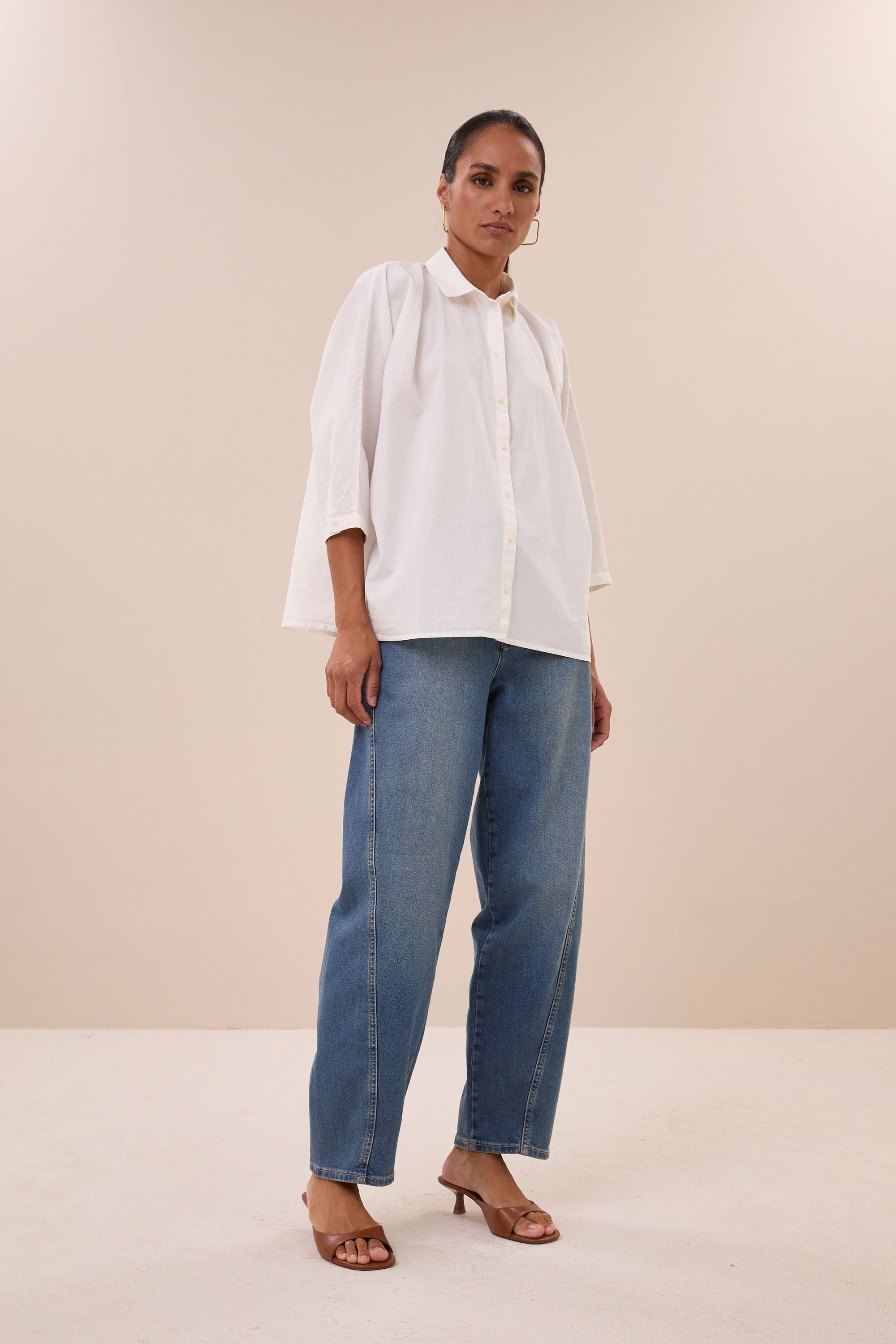 norel poplin blouse | white