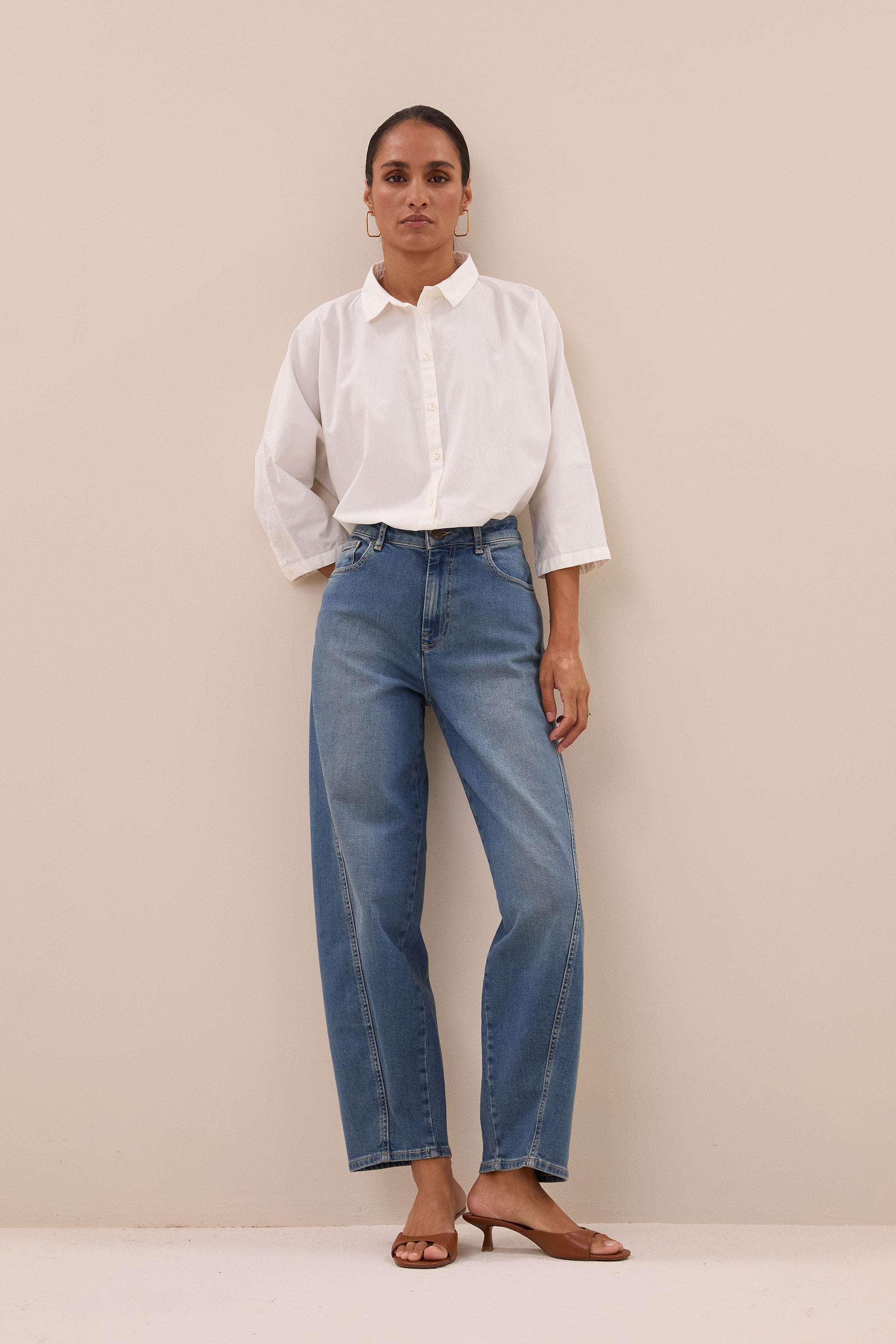 norel poplin blouse | white