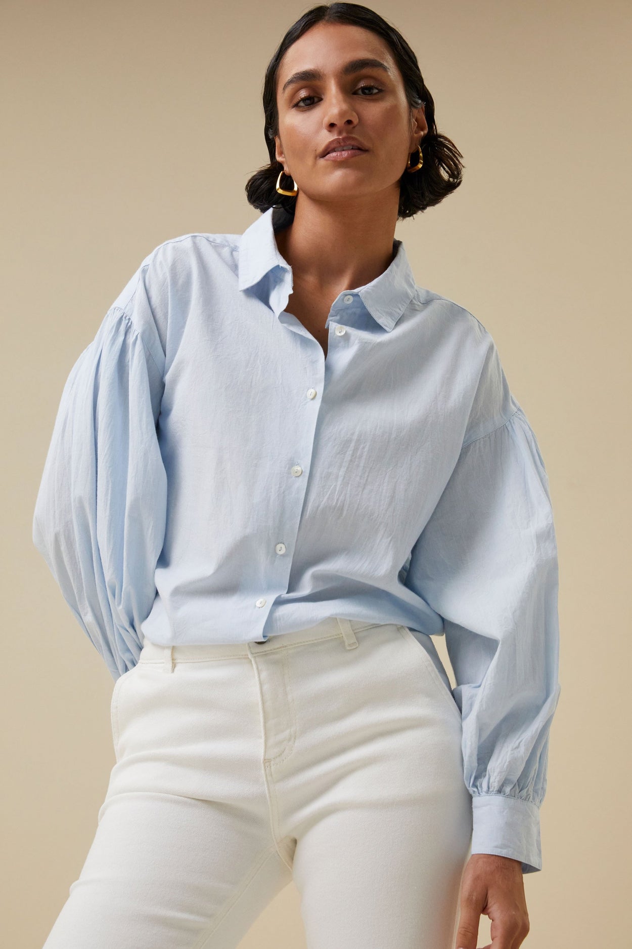 sarah chambray blouse | light blue