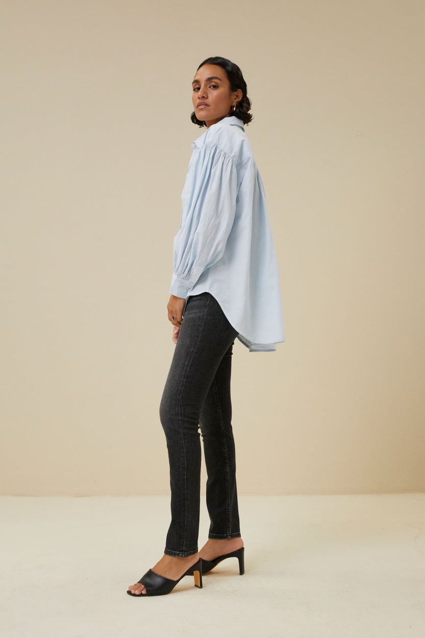 sarah chambray blouse | light blue