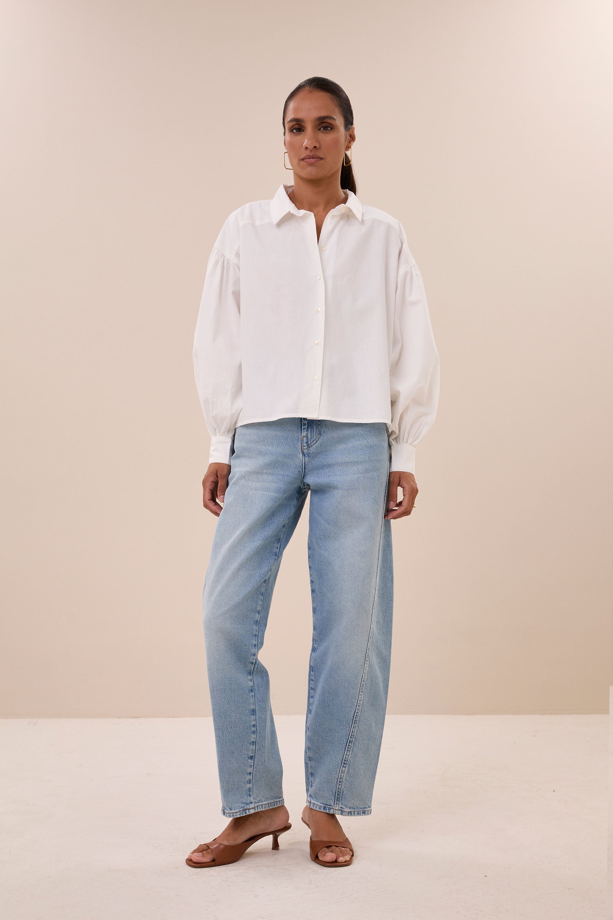 sarah poplin blouse | white