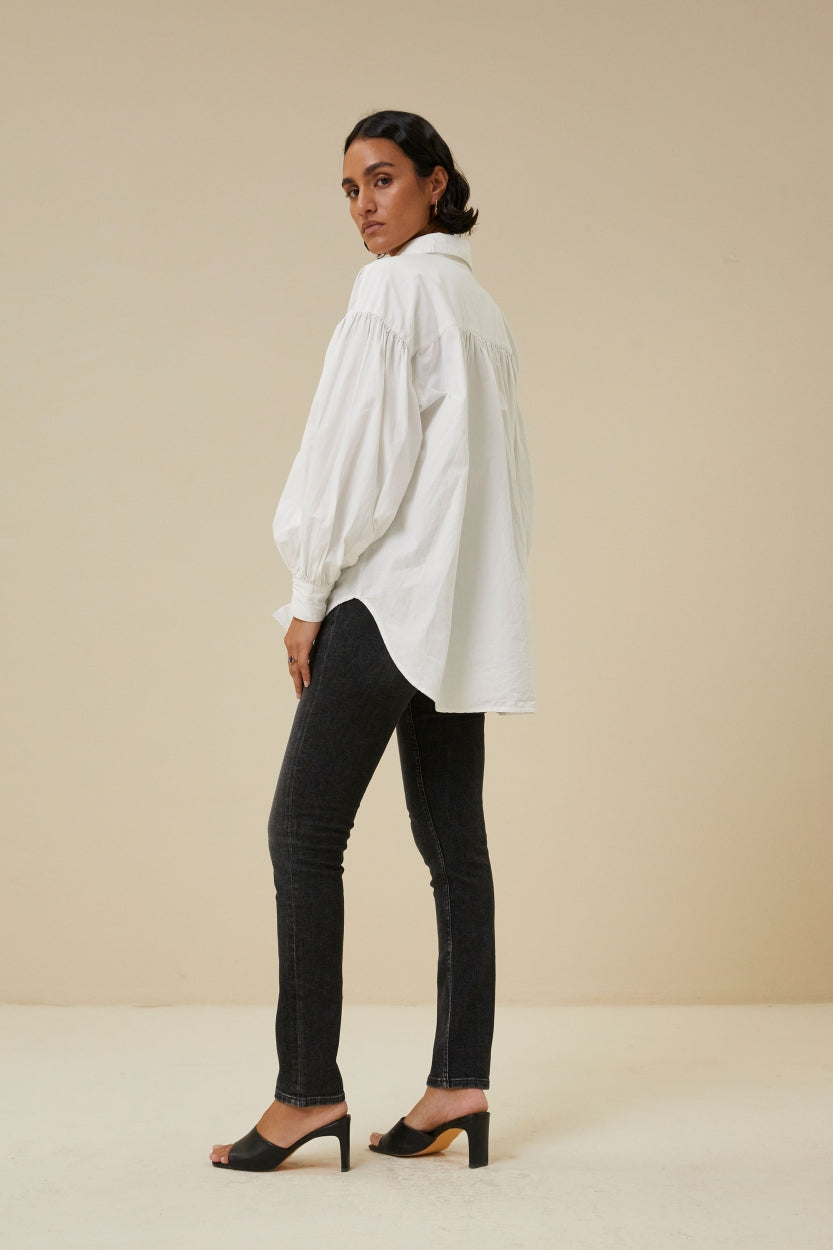 sarah poplin blouse | white