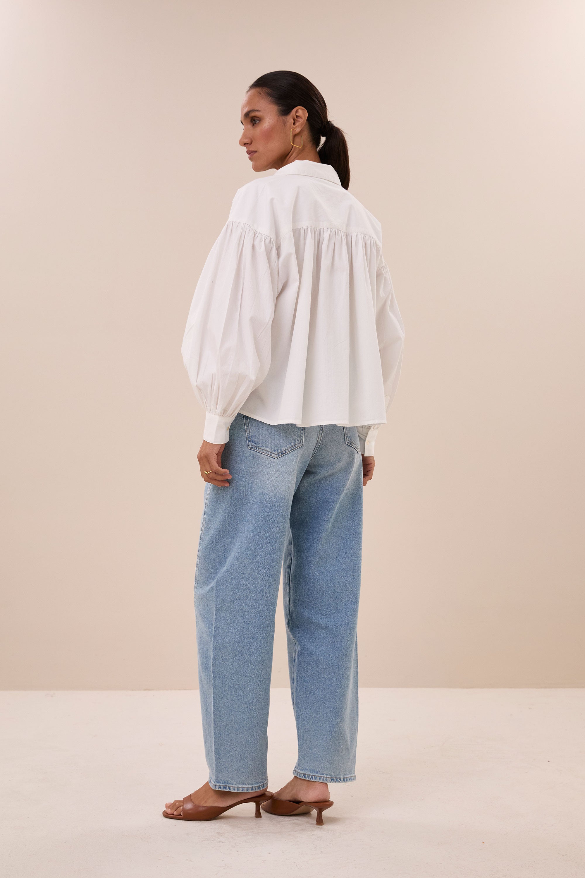 sarah poplin blouse | white