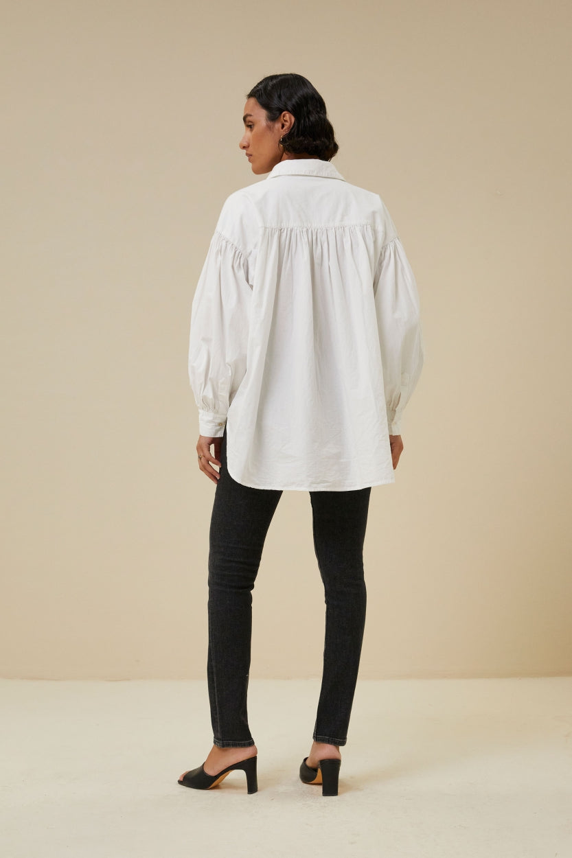 sarah poplin blouse | white