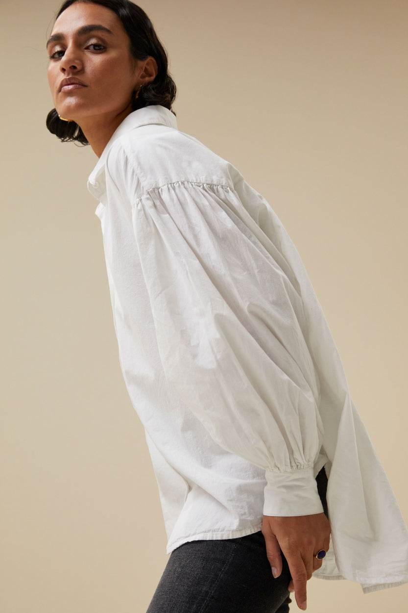 sarah poplin blouse | white