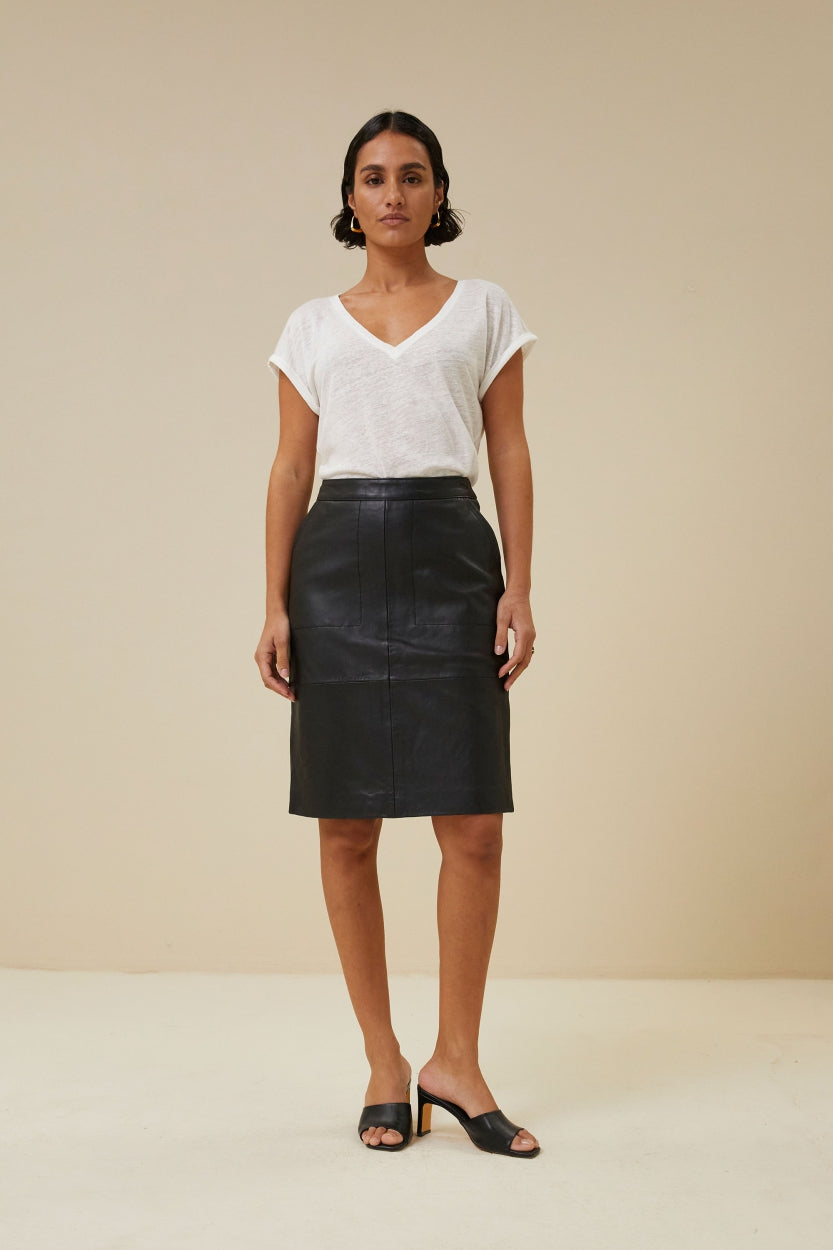 basic leather skirt | black