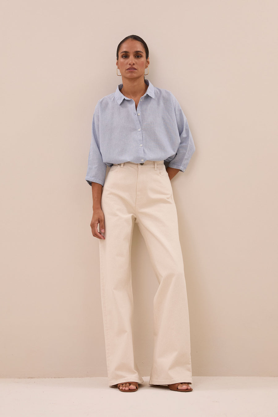 lina-rw-pant-raw-white-hoge taille-losvallende pasvorm-duurzame wassing-by-bar-extra