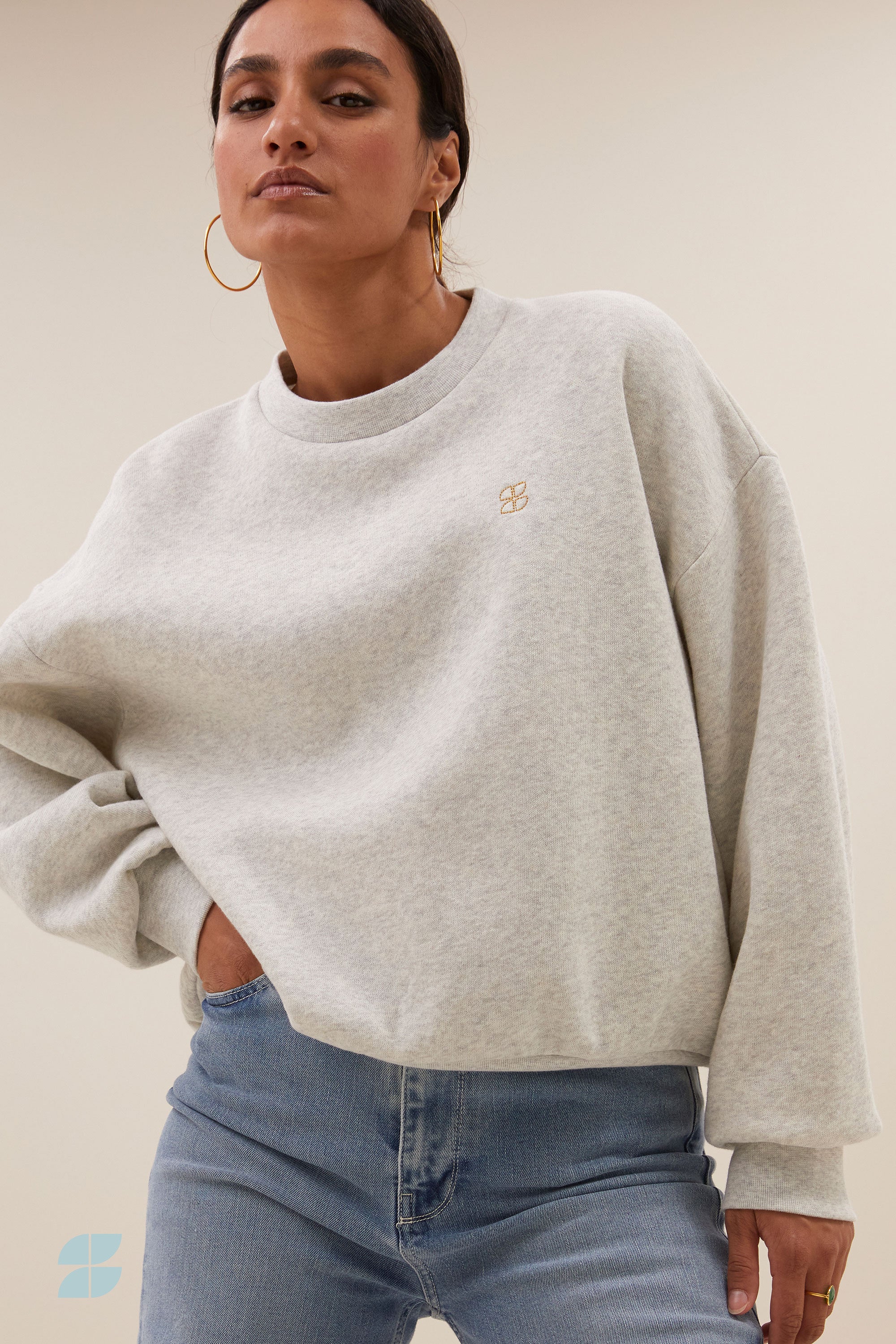 bibi logo sweater | light grey melee