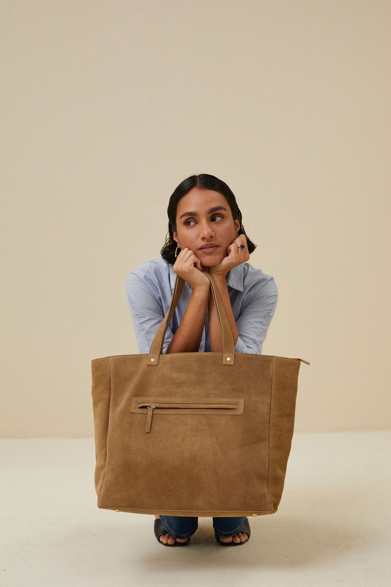 shopper suede bag | dry khaki