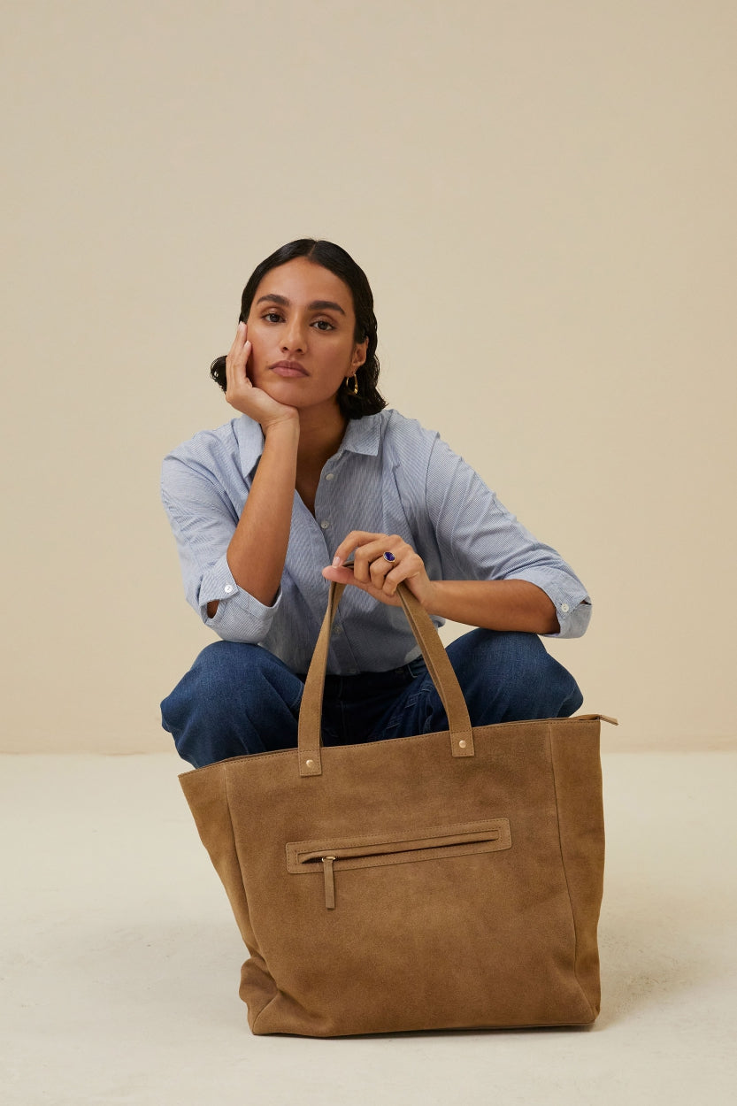 shopper suede bag | dry khaki