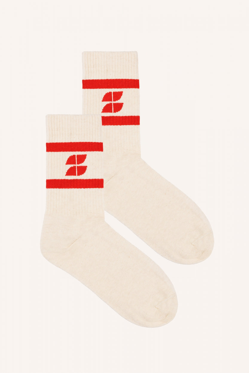 logo oyster socks | poppy red