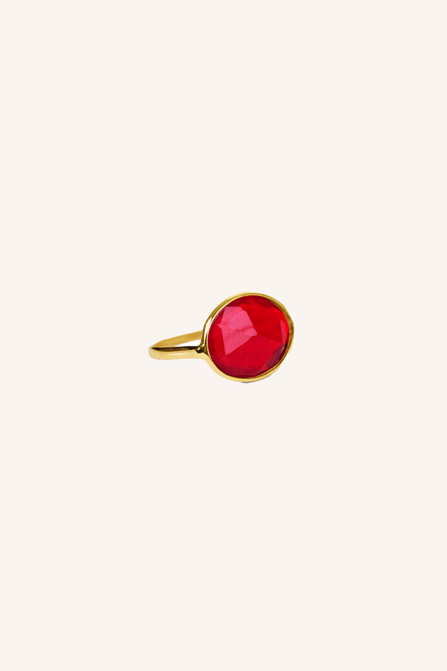 pd-oval-ring-red-gold plated-natuurlijk glas steen-by-bar-productfoto